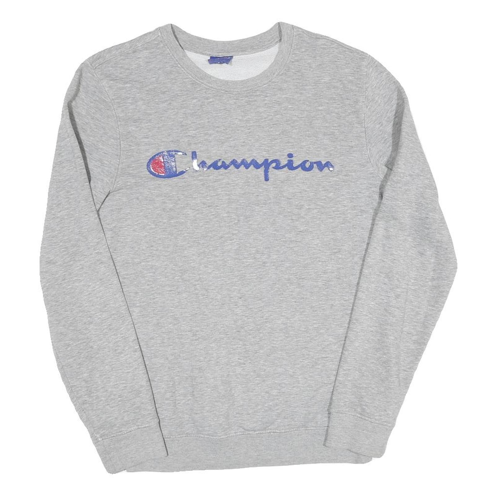 CHAMPION Womens Grey Crew Neck XS Logo Print Cotton Blend Sweatshirt Pullover Refurbished - N/A refurbished available on Cerqular