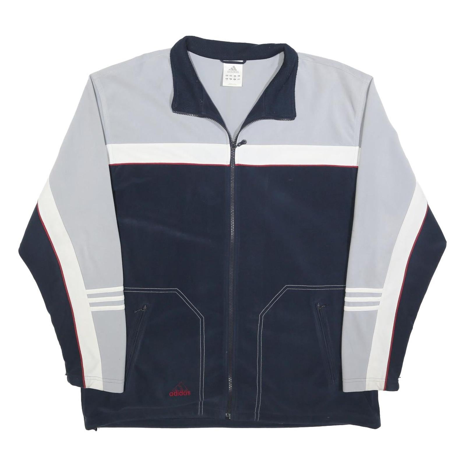 ADIDAS Mens Navy & Grey Colour Block Zip Jacket XL Polyester Sportswear Casual Refurbished - N/A refurbished available on Cerqular
