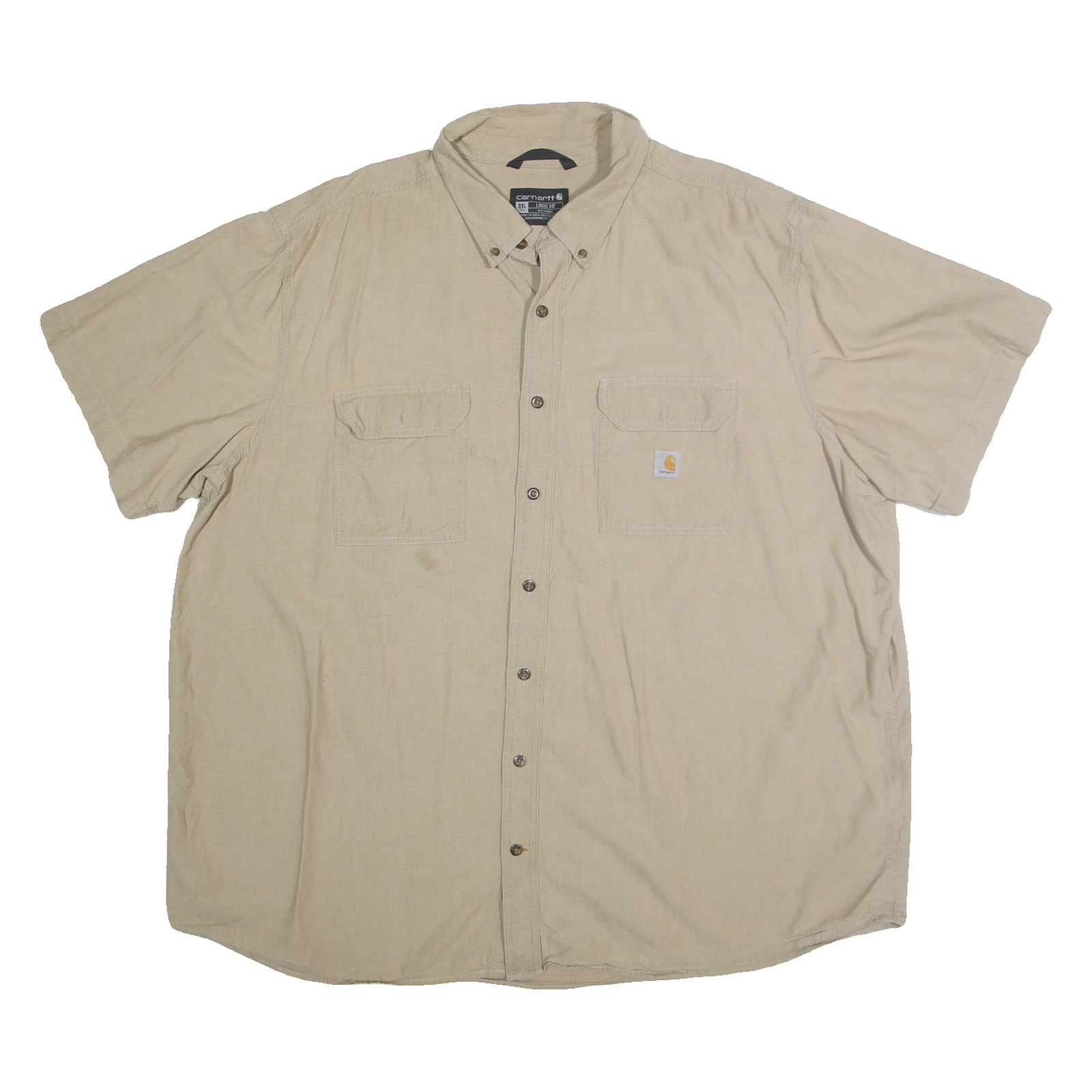 CARHARTT Mens Beige Cotton Blend Workwear Shirt 3XL Button Pocket Casual Refurbished - N/A refurbished available on Cerqular