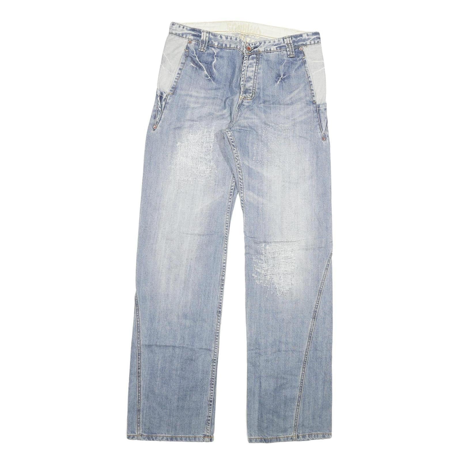 SORBINO Mens Jeans Blue Regular Straight Denim Light W32 L34 Distressed Refurbished - N/A refurbished available on Cerqular