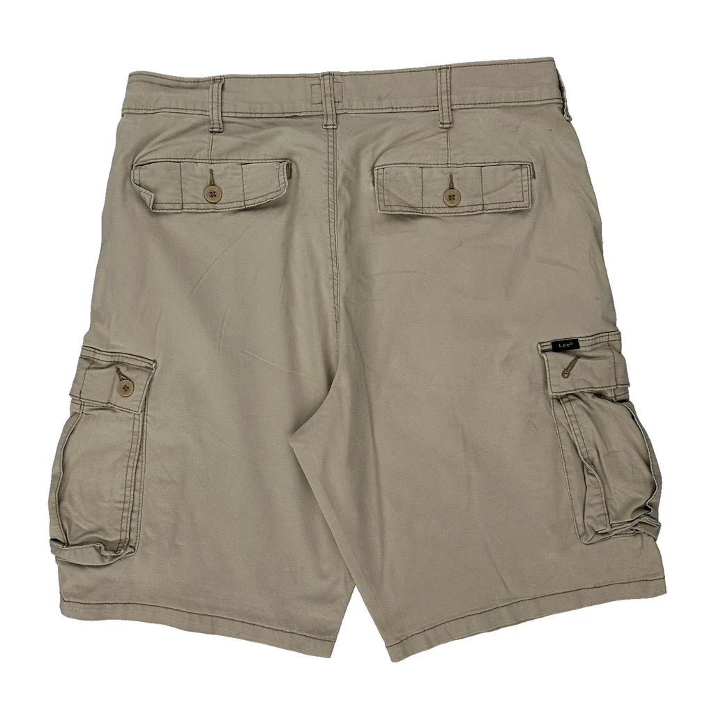 Lee Cargo Shorts - 34W 10L Beige Cotton Refurbished - Thrifted (note: this is a term often used to describe second- refurbished available on Cerqular