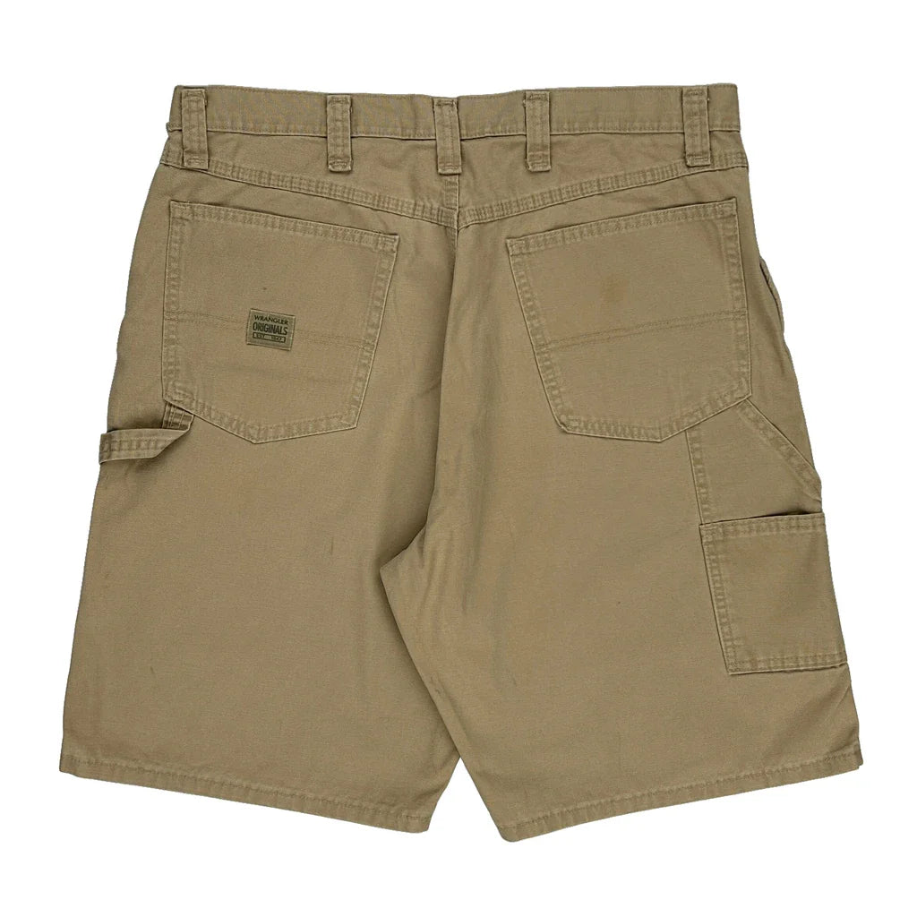 Wrangler Carpenter Shorts - 36W 11L Beige Cotton Refurbished - Thrifted (note: this is a term often used to describe second- refurbished available on Cerqular