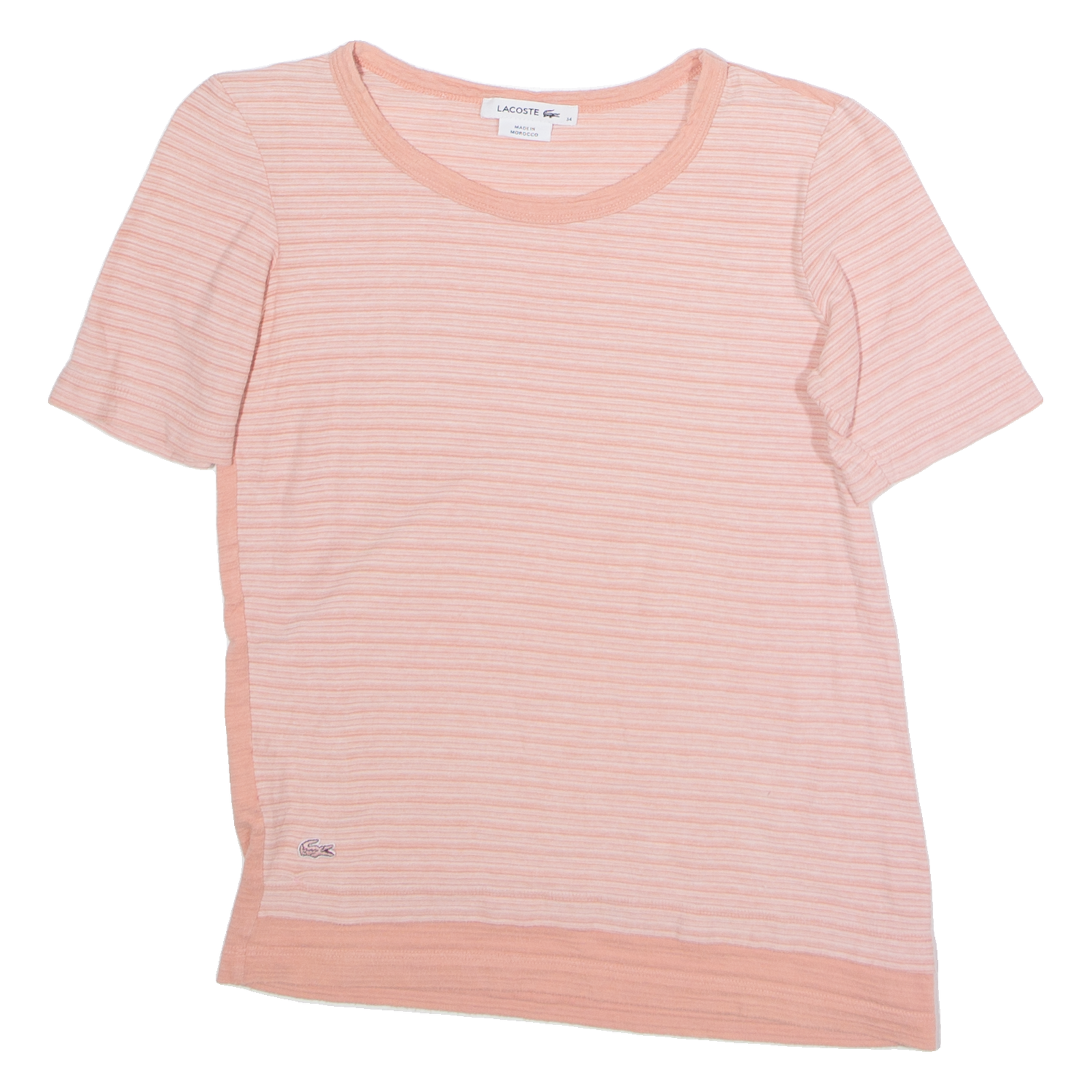 LACOSTE Womens T-Shirt Pink Crew Neck UK 6 Refurbished - N/A refurbished available on Cerqular