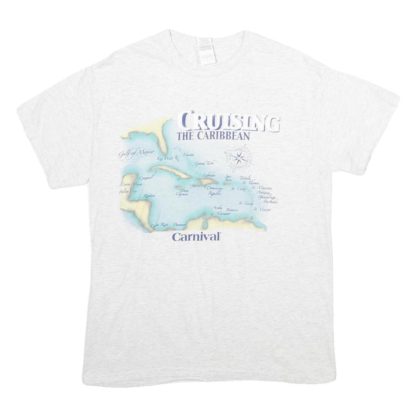 GILDAN Mens White Cruising The Caribbean Graphic T-Shirt M Short Sleeve Crew Refurbished - N/A refurbished available on Cerqular
