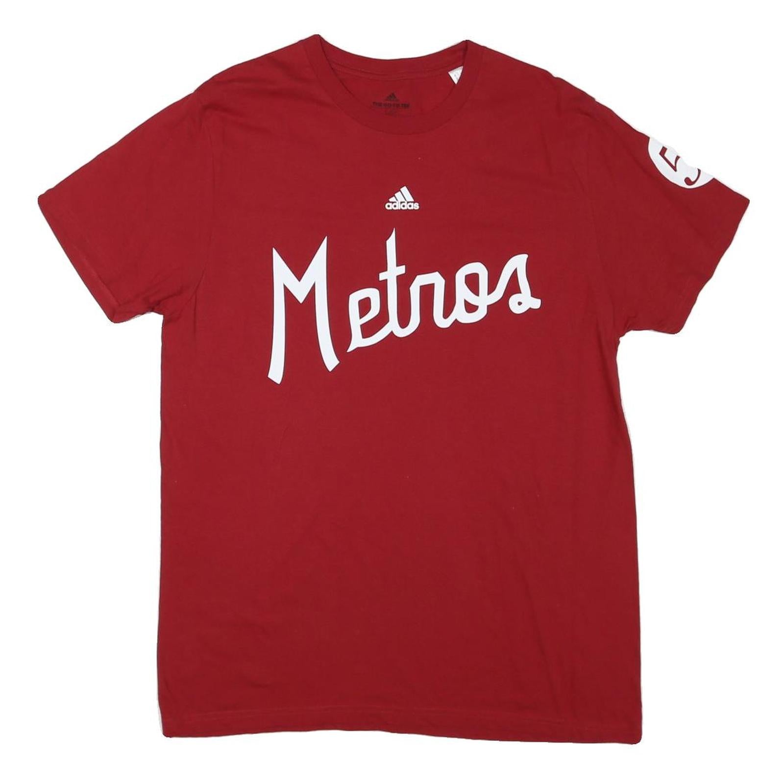ADIDAS Mens Red Metros Graphic T-Shirt L Short Sleeve Crew Neck Cotton Blend Refurbished - N/A refurbished available on Cerqular