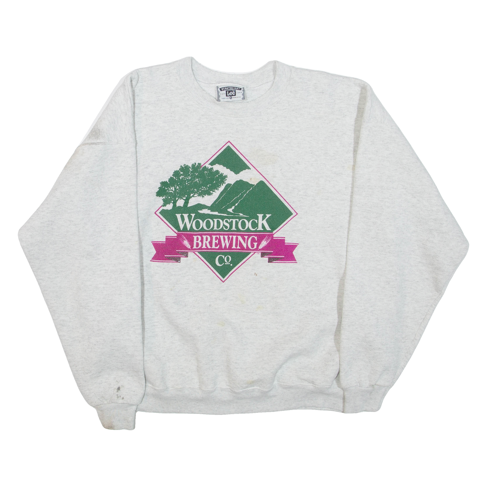 LEE Woodstock Brewing Co Mens Sweatshirt Grey Crew Neck USA XL Refurbished - N/A refurbished available on Cerqular