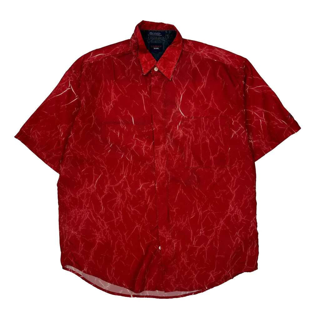 Buy Tommy Jeans Short Sleeve Shirt - XL Red Polyester Refurbished - $40.19 Tommy Jeans Short Sleeve Shirt - XL Red Polyester Refurbished - Thrifted (note: this is a term often used to describe second- refurbished available on Cerqular