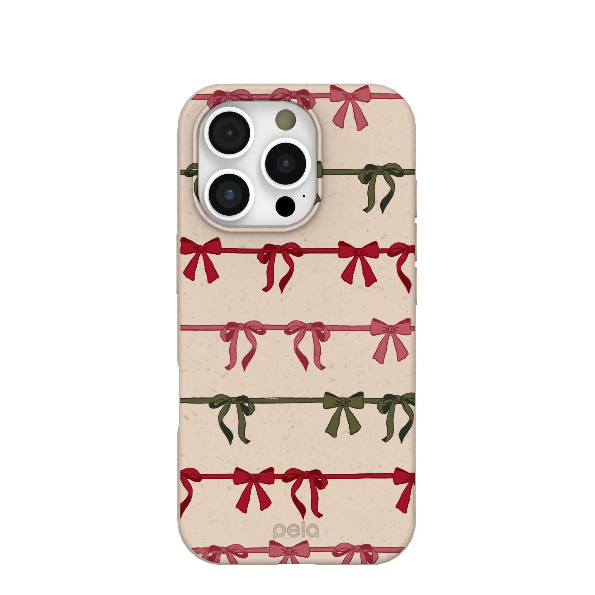 Seashell Holiday Bows iPhone 16 Pro Case Refurbished - Pela Case refurbished available on Cerqular