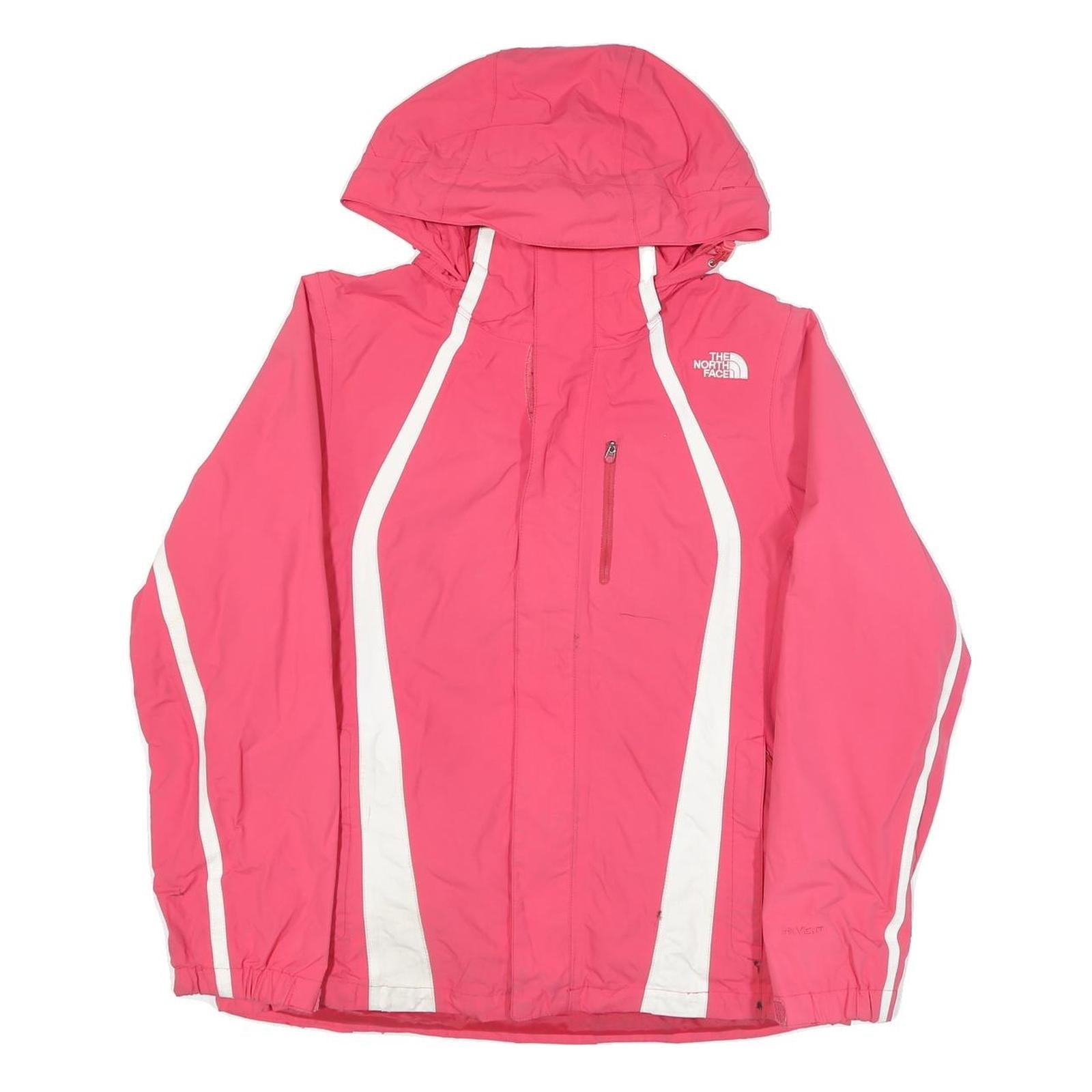 THE NORTH FACE Womens Pink & White Outdoor Jacket M Polyester Blend Zip Hooded Refurbished - N/A refurbished available on Cerqular