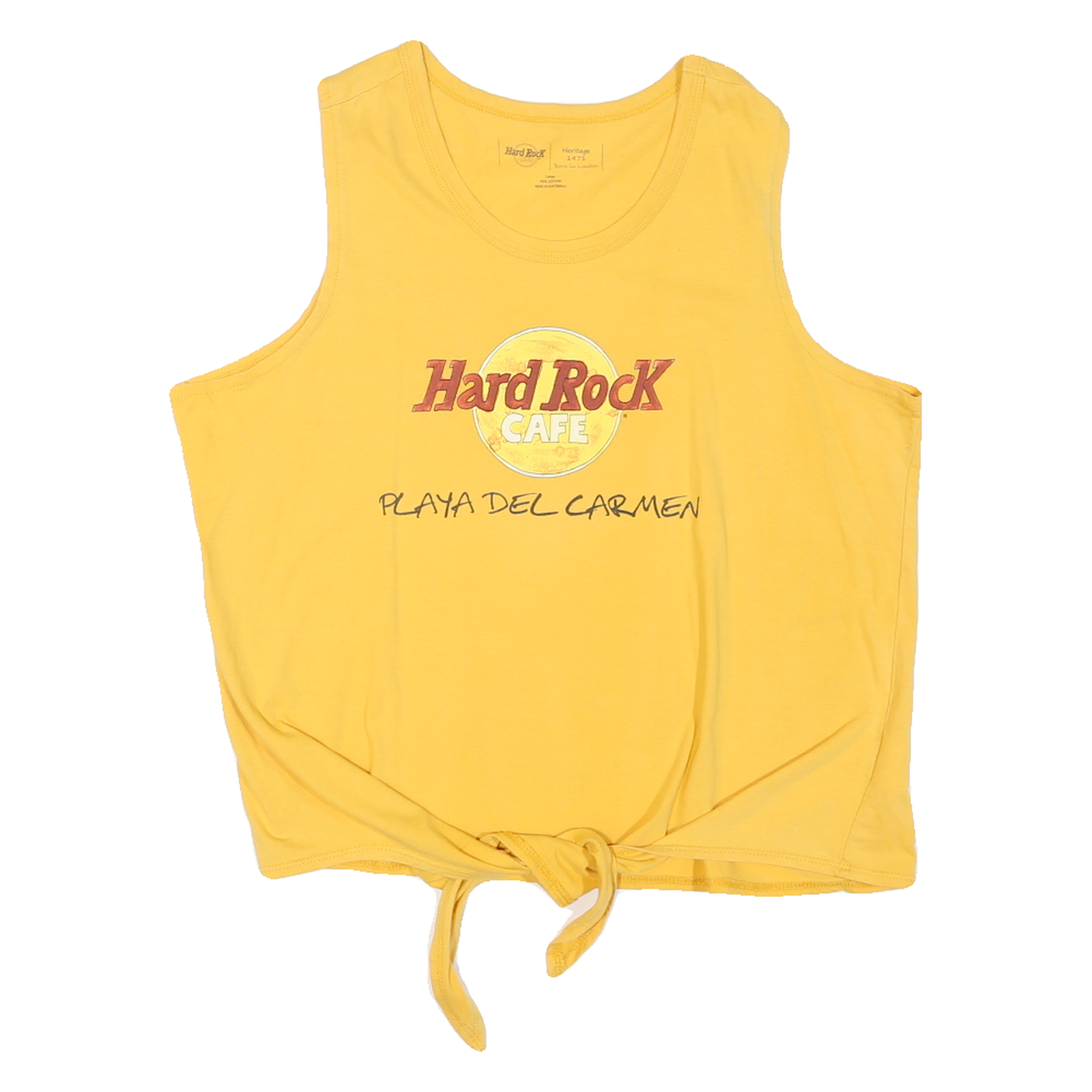 Buy HARD ROCK CAFE Womens Yellow Playa Del Carmen Sleeveless Crew Neck T-Shirt L Tie Refurbished - $18.19 HARD ROCK CAFE Womens Yellow Playa Del Carmen Sleeveless Crew Neck T-Shirt L Tie Refurbished - N/A refurbished available on Cerqular