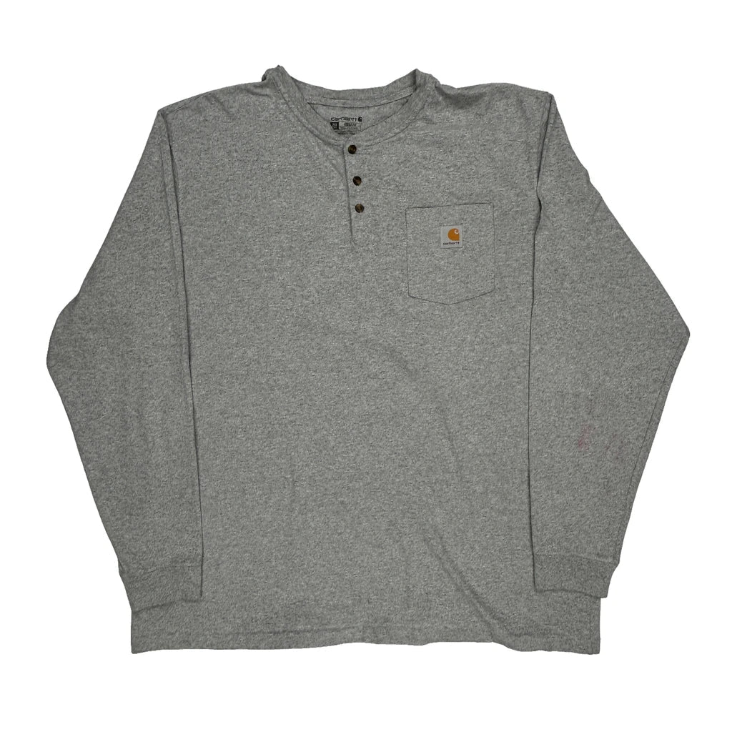 Carhartt Long Sleeve T-Shirt - 2XL Grey Cotton Refurbished - Thrifted (note: this is a term often used to describe second- refurbished available on Cerqular