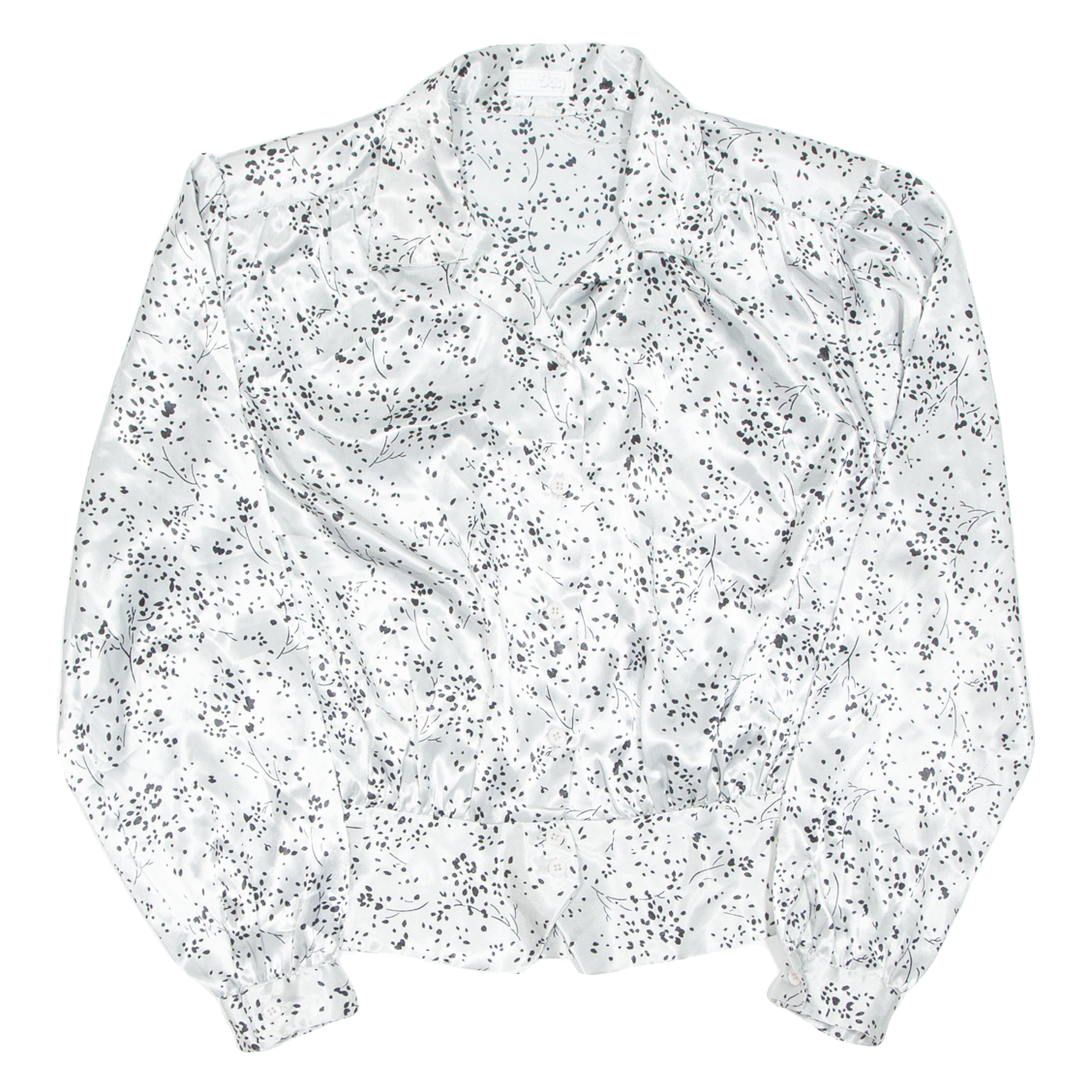 LADY JOY Womens Printed Blouse Silver V-Neck Long Sleeve Silk Floral M Refurbished - N/A refurbished available on Cerqular