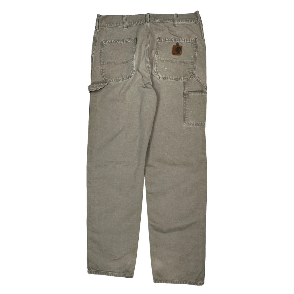 Carhartt Carpenter Trousers - 35W 36L Beige Cotton Refurbished - Thrifted (note: this is a term often used to describe second- refurbished available on Cerqular