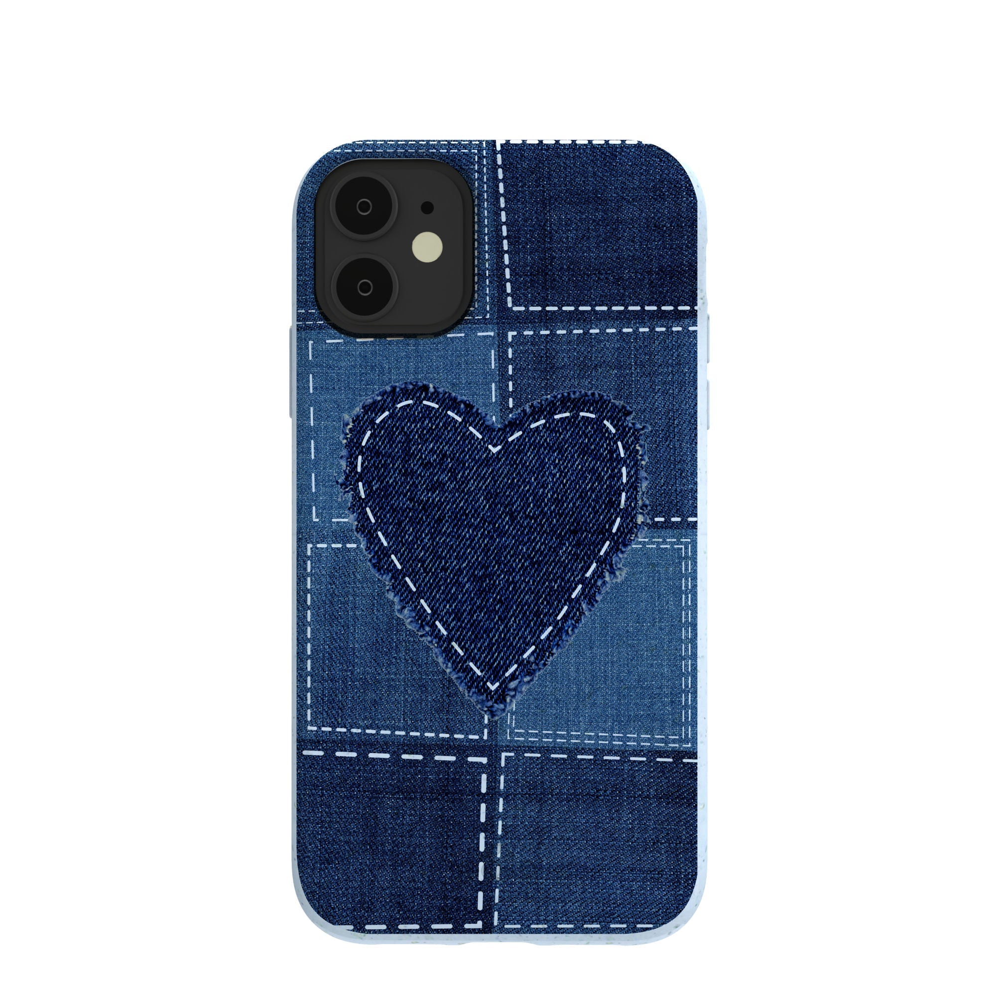 Powder Blue Denim Heart iPhone 11 Case Refurbished - Pela Case refurbished available on Cerqular