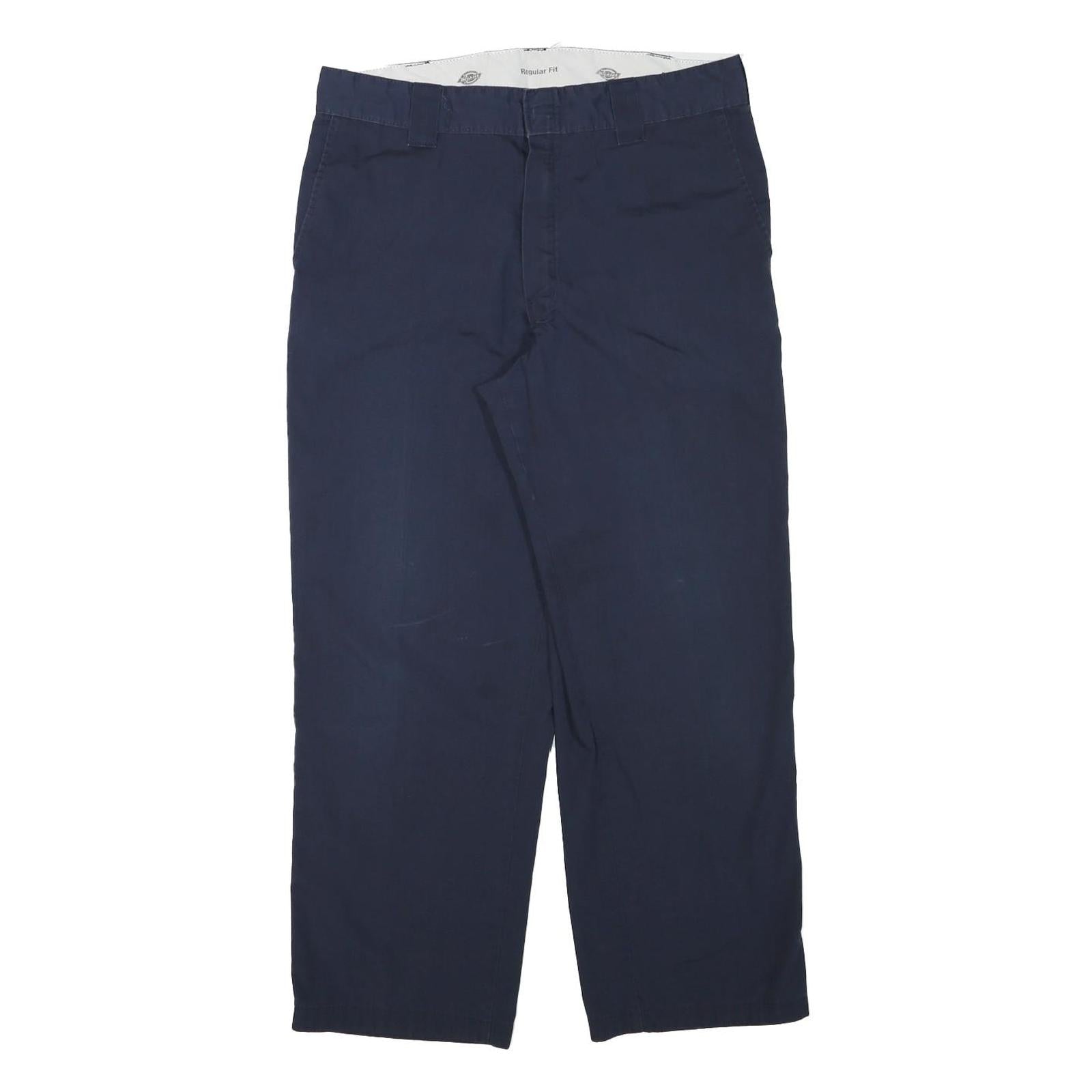 DICKIES Mens Regular Fit Navy Blue Cotton Blend Trousers W35 L28 Workwear Zip Refurbished - N/A refurbished available on Cerqular