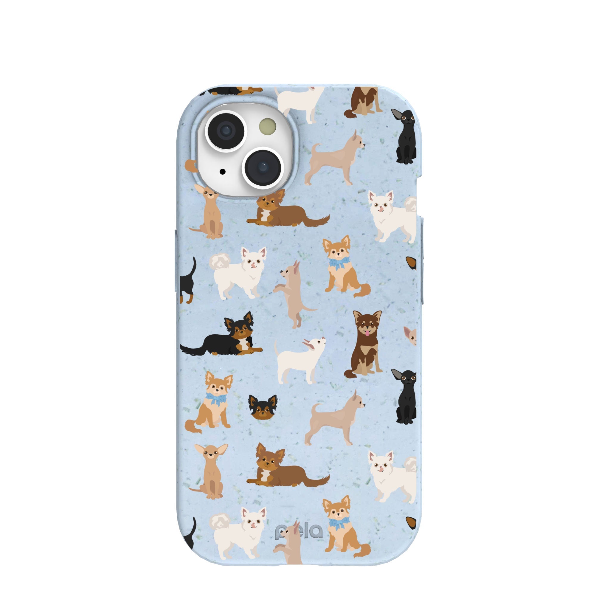 Powder Blue Chihuahua Charms iPhone 15 Case Refurbished - Pela Case refurbished available on Cerqular
