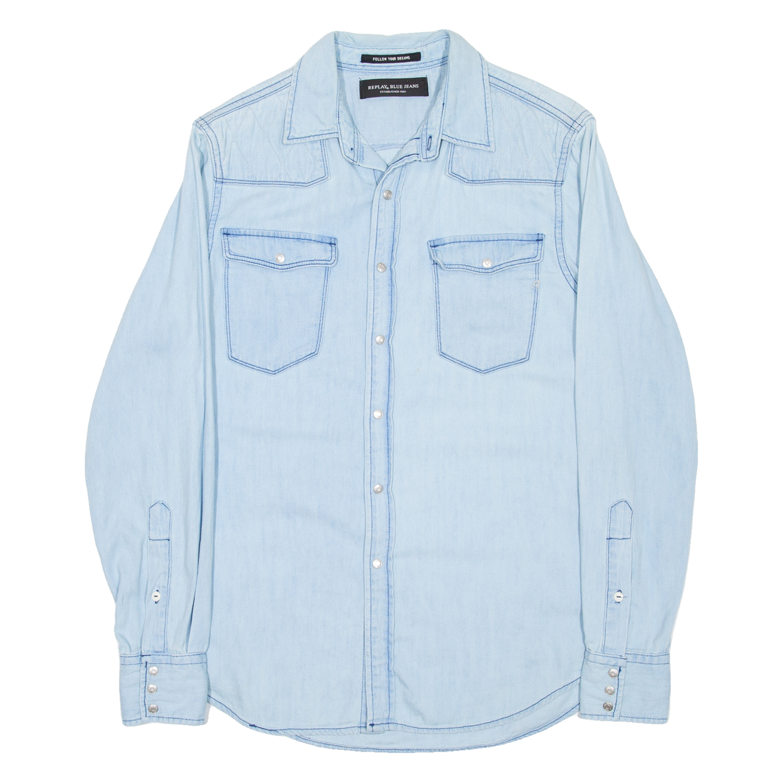 REPLAY Mens Denim Shirt Blue Long Sleeve S Refurbished - N/A refurbished available on Cerqular