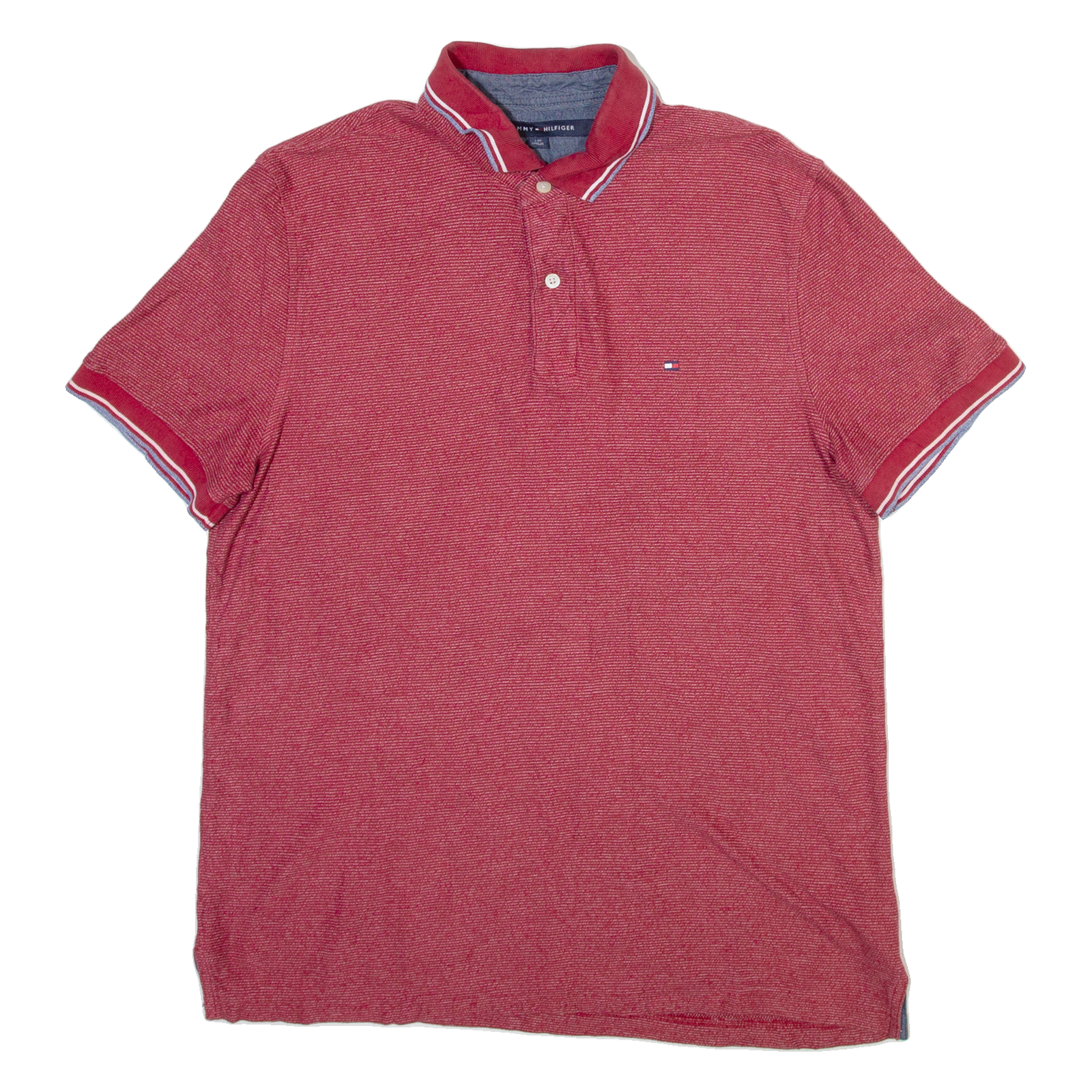 TOMMY HILFIGER Mens Polo Shirt Red Striped L Refurbished - N/A refurbished available on Cerqular