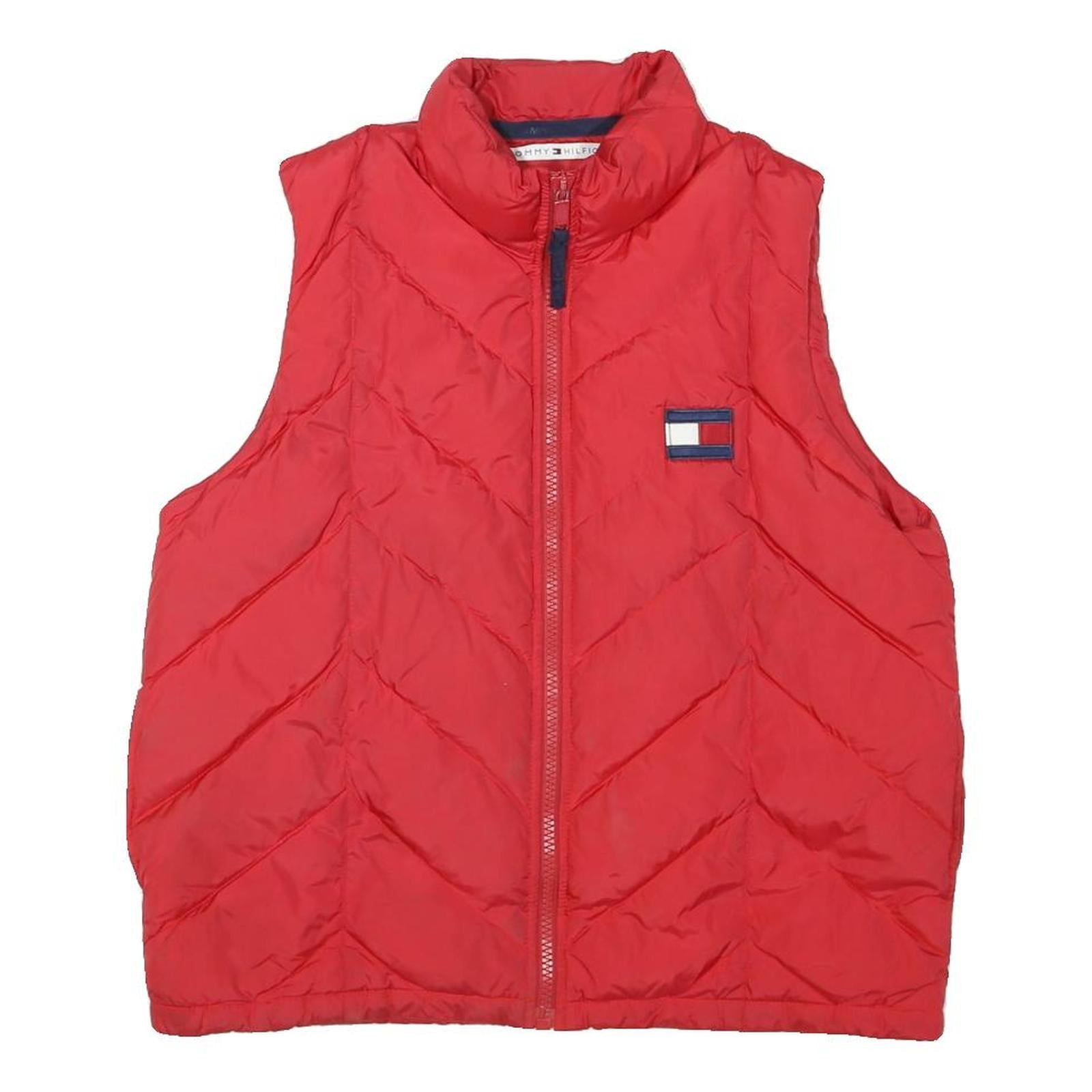 TOMMY HILFIGER Womens Red Sleeveless Quilted Jacket L Polyester Blend Zip Casual Refurbished - N/A refurbished available on Cerqular