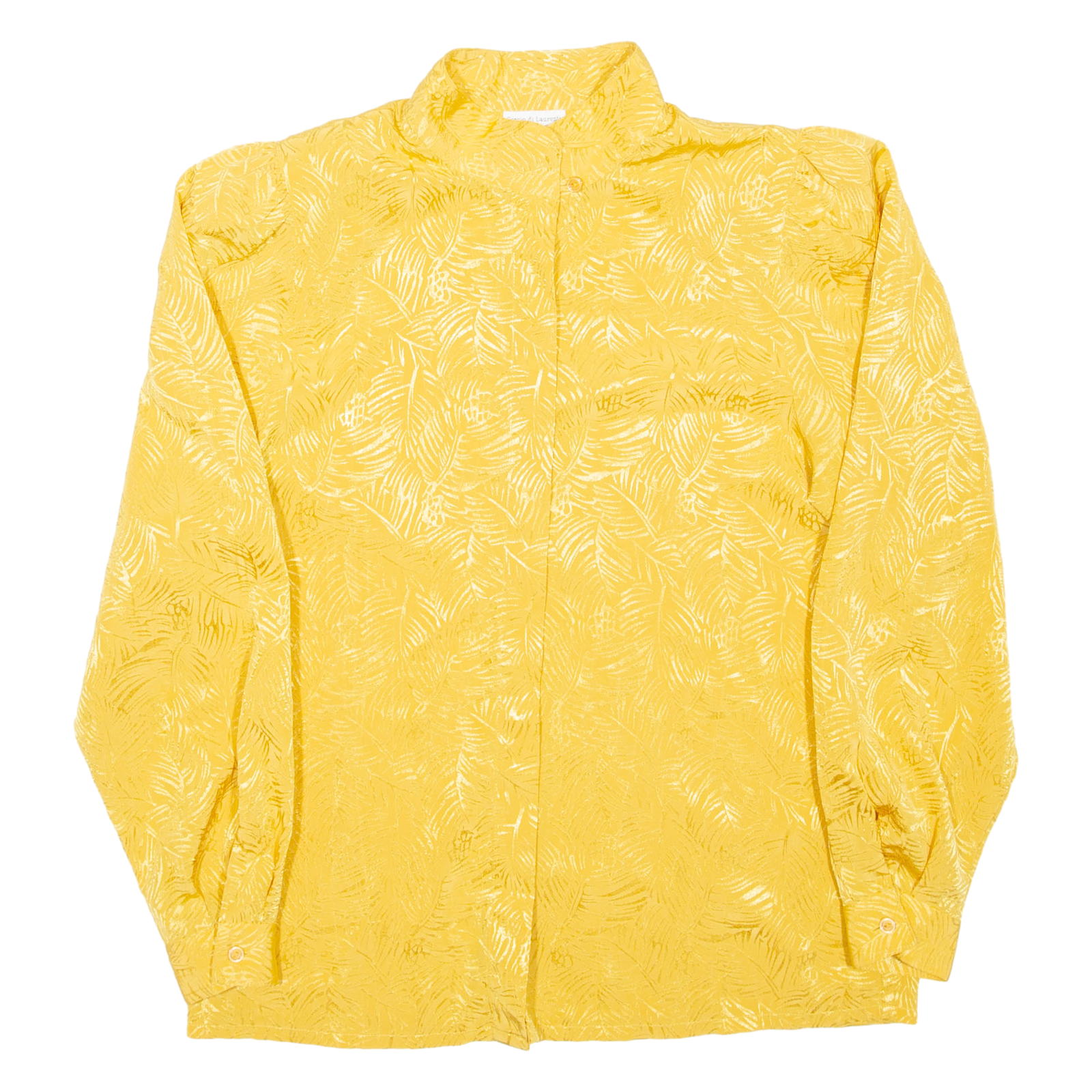 SERGIO DI LAURENTI Womens Printed Blouse Yellow High Neck Long Sleeve M Refurbished - N/A refurbished available on Cerqular