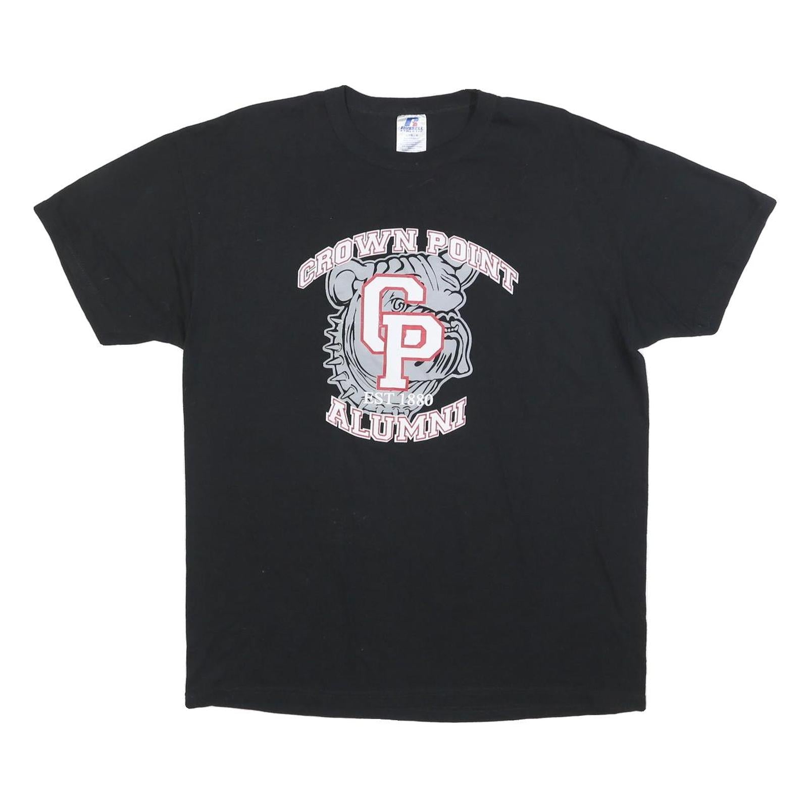 RUSSELL ATHLETIC Mens Black Crown Point Alumni Graphic T-Shirt L Short Sleeve Refurbished - N/A refurbished available on Cerqular