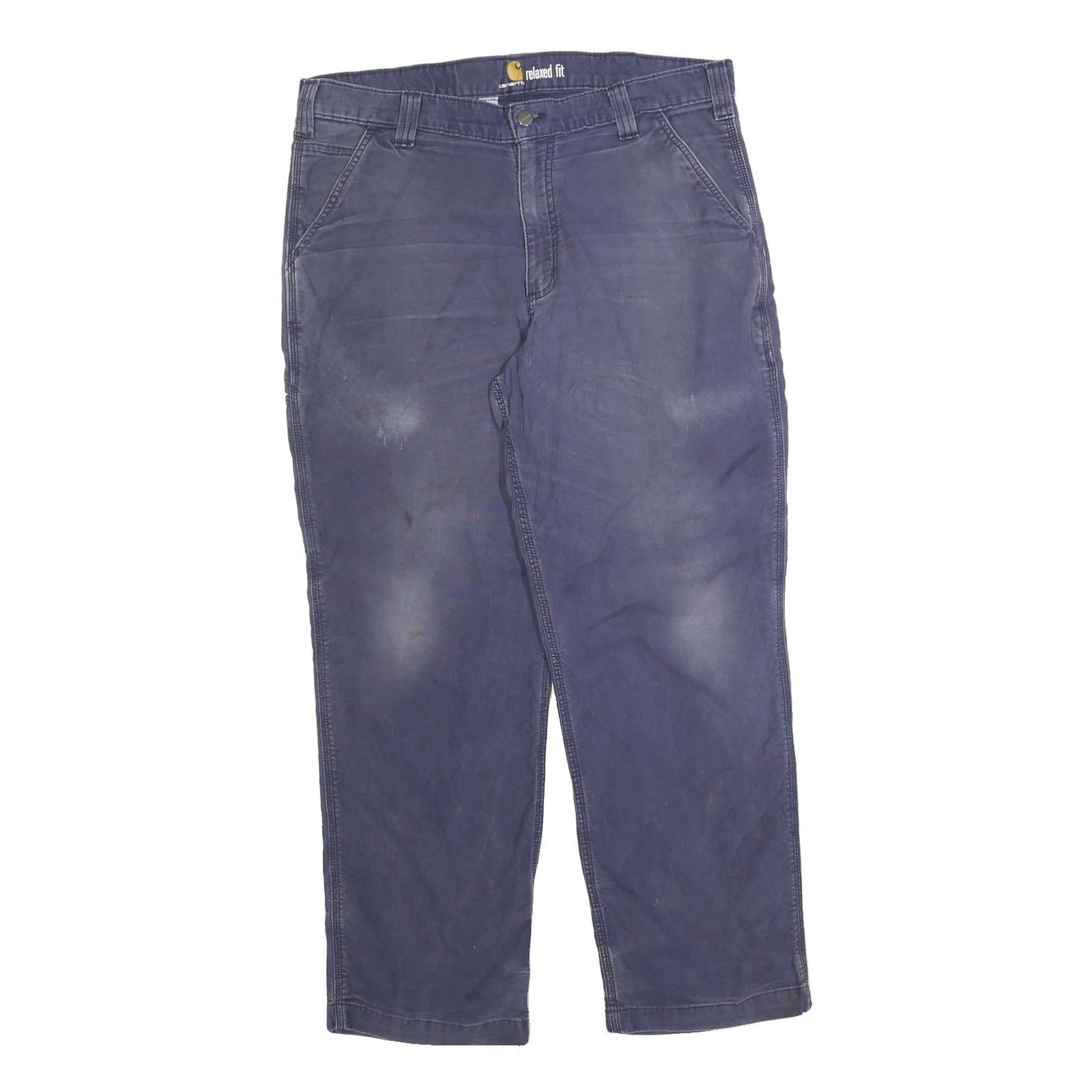 CARHARTT Mens Relaxed Fit Blue Cotton Blend Trousers W36 L30 Workwear Casual Refurbished - N/A refurbished available on Cerqular
