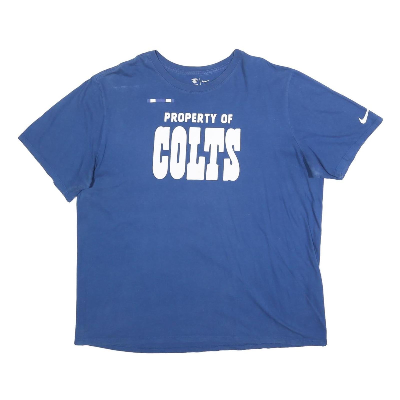 NIKE Mens Blue Property Of Colts Graphic T-Shirt 2XL Short Sleeve Crew Neck Refurbished - N/A refurbished available on Cerqular