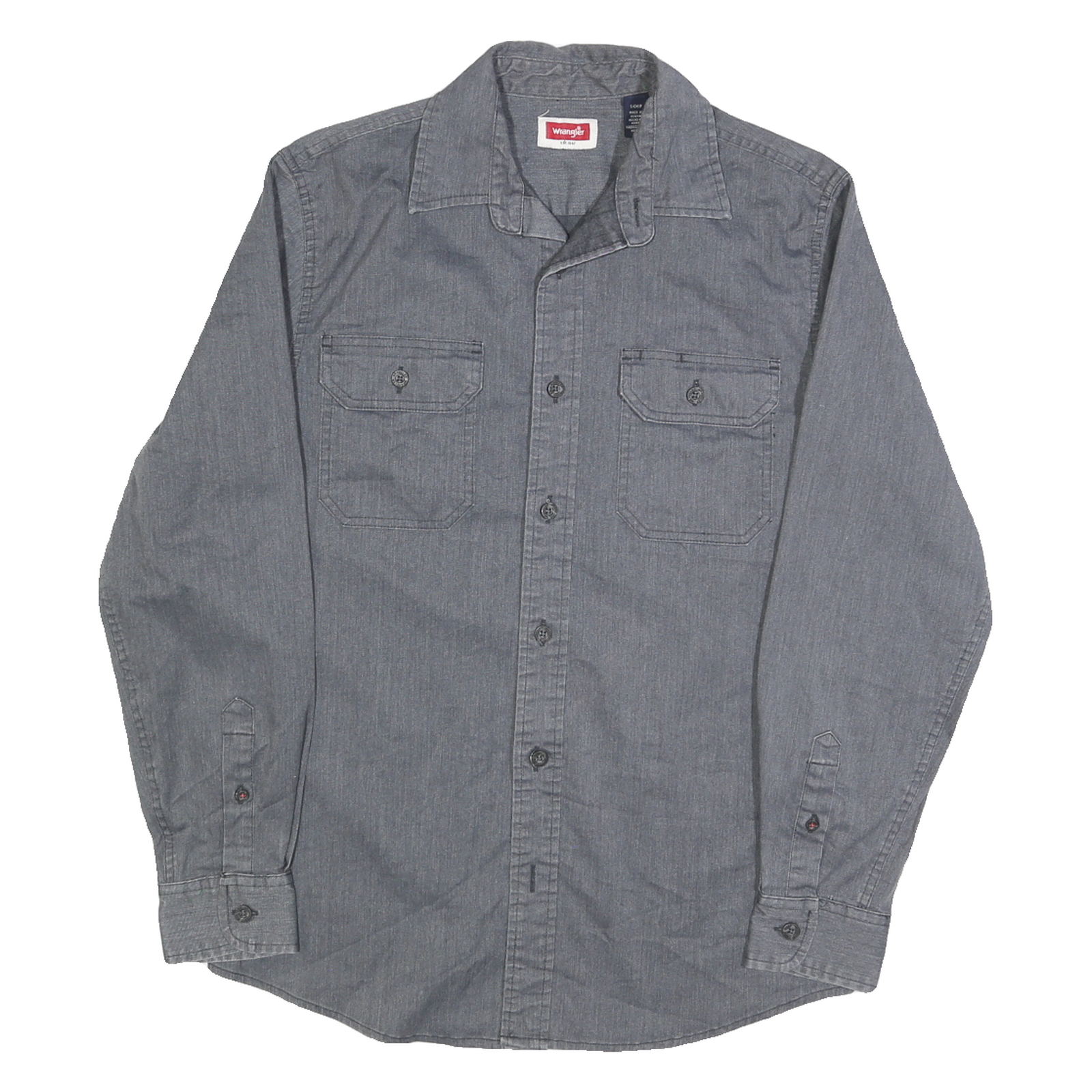 WRANGLER Mens Grey Shirt S Cotton Long Sleeve Casual Button Pocket Workwear Refurbished - N/A refurbished available on Cerqular