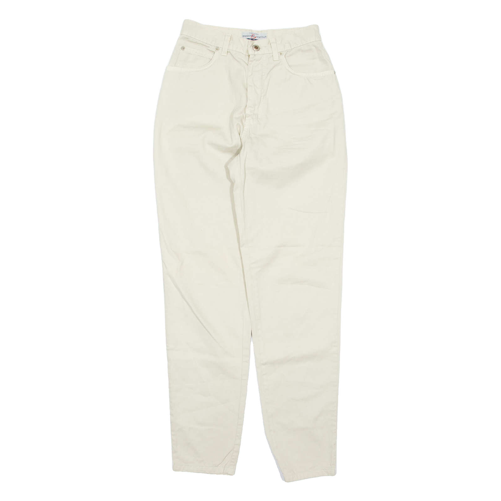 EMMANUEL SCHVILI Betty Boop Mens Trousers Cream Tapered 90s W24 L30 Refurbished - N/A refurbished available on Cerqular