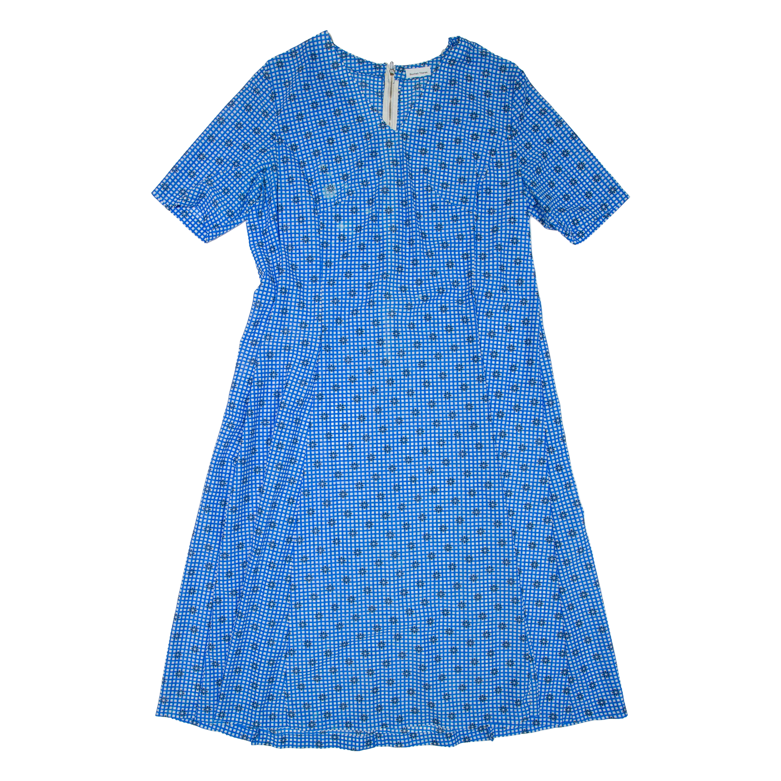 Womens Day Dress Blue Floral Short Sleeve Midi L Refurbished - N/A refurbished available on Cerqular