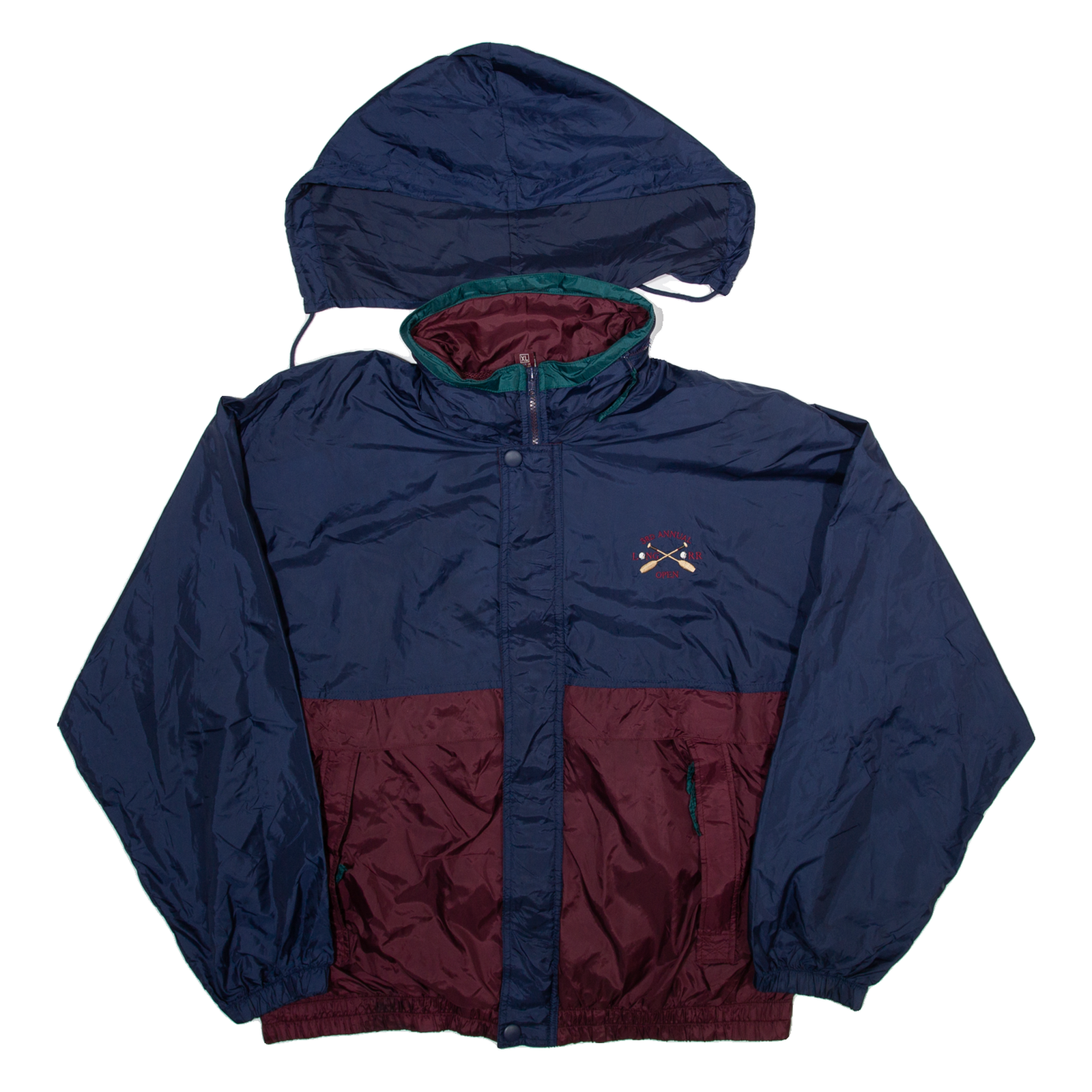 DUNBROOKE Mens Jacket Blue Nylon 90s Hooded XL Refurbished - N/A refurbished available on Cerqular