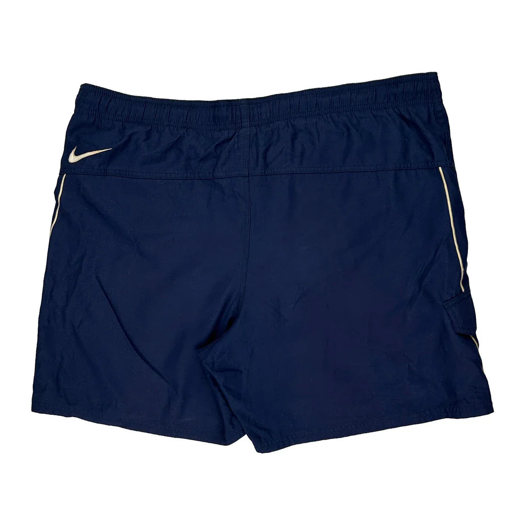 Nike Sport Shorts - Large Navy Polyester Refurbished - Thrifted (note: this is a term often used to describe second- refurbished available on Cerqular
