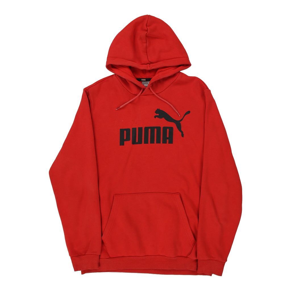 Puma Spellout Hoodie - Small Red Cotton Blend Refurbished - Thrifted (note: this is a term often used to describe second- refurbished available on Cerqular