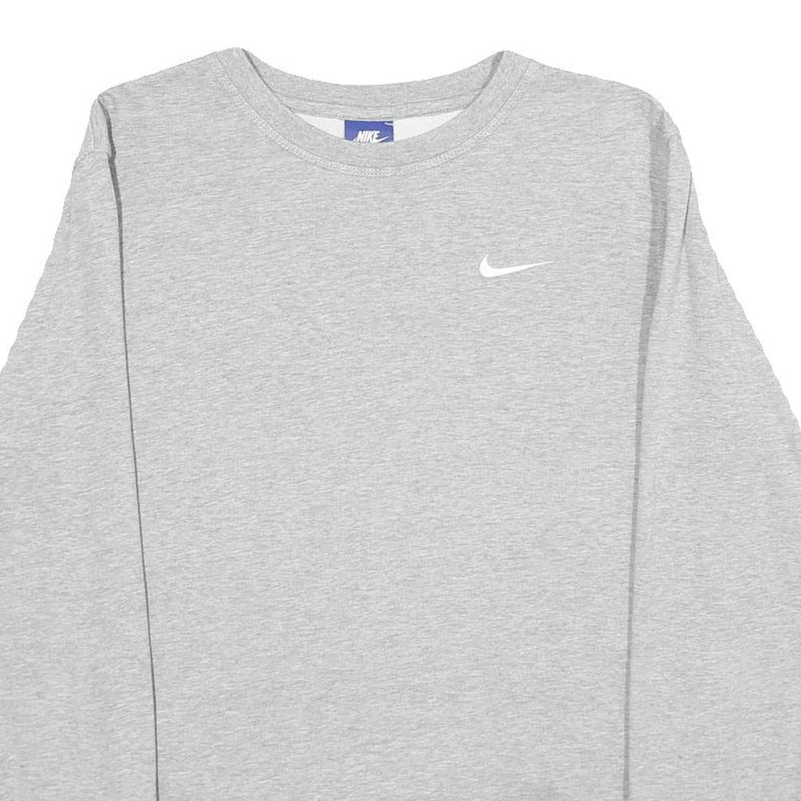 NIKE Mens Grey Cotton Crew Neck Sweatshirt M Plain Pullover Logo Refurbished - N/A refurbished available on Cerqular
