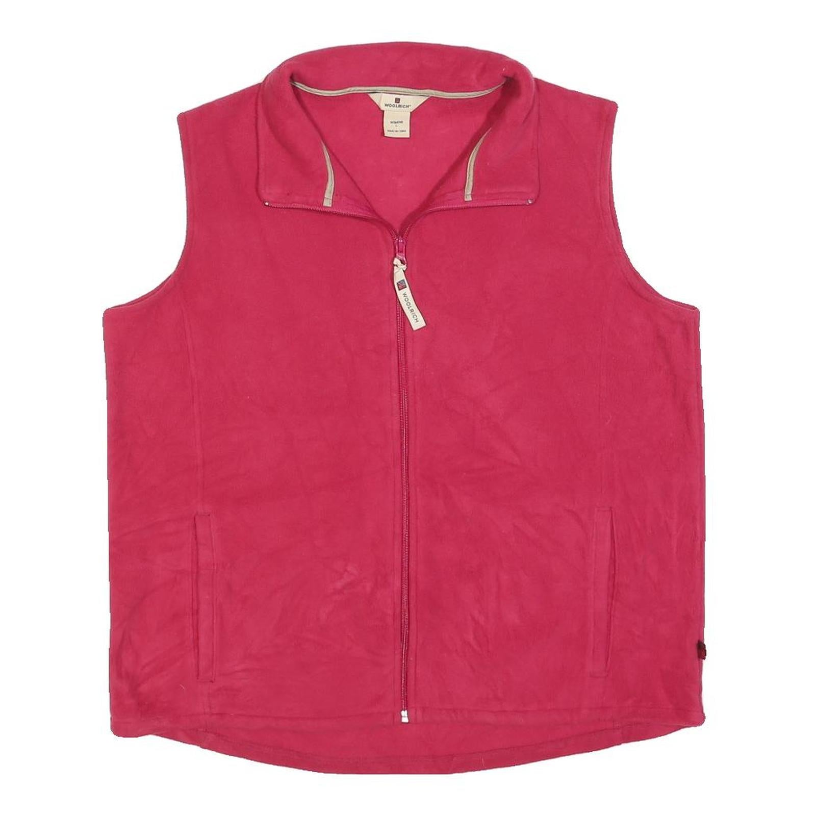 WOOLRICH Womens Pink Zip Jacket L Polyester Plain Sleeveless Classic Fit Refurbished - N/A refurbished available on Cerqular