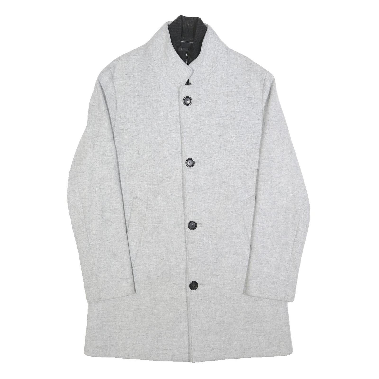 ZARA Mens Grey Button Jacket S Polyester Blend Plain Elegant Lightweight Refurbished - N/A refurbished available on Cerqular