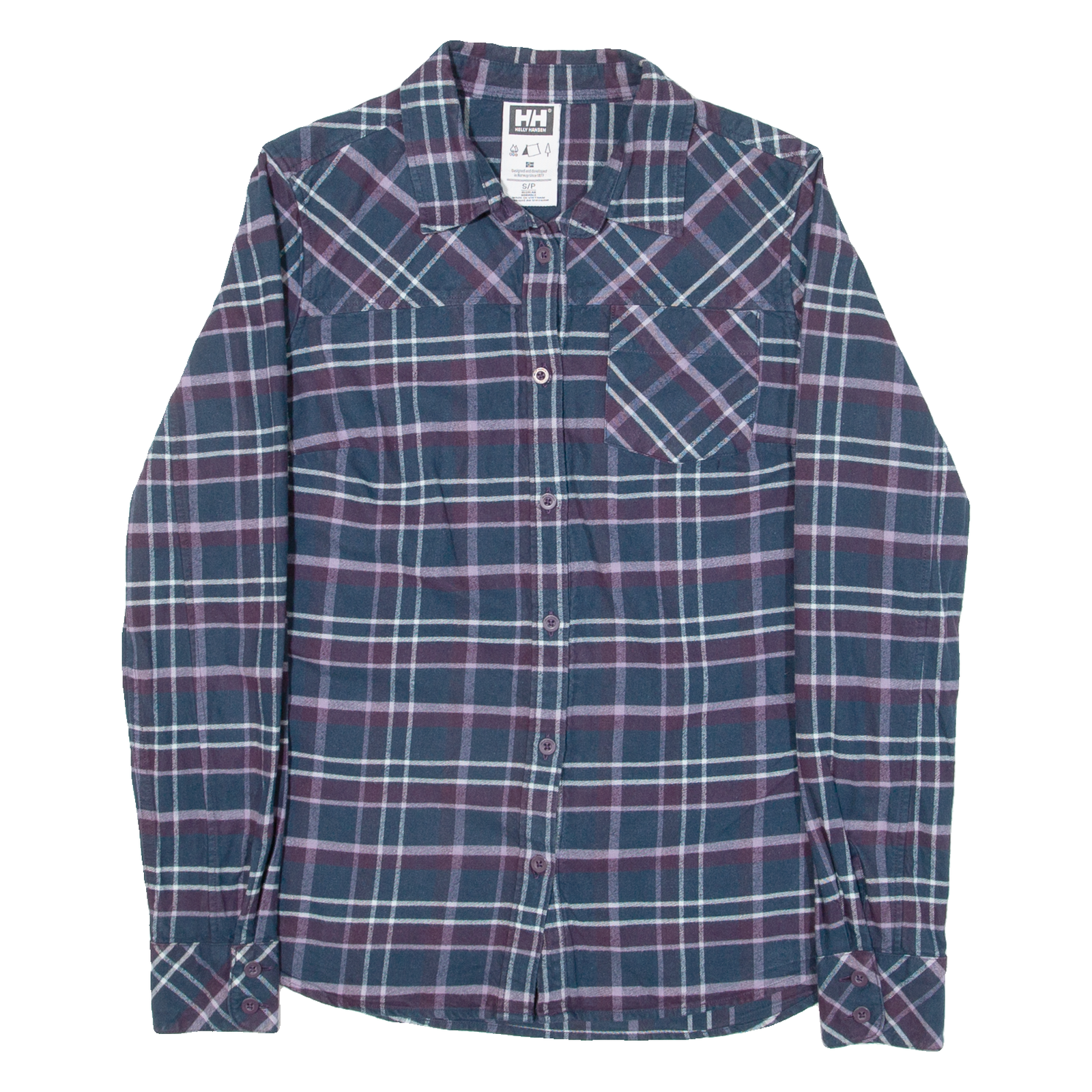 HELLY HANSEN Womens Shirt Blue Check Long Sleeve S Refurbished - N/A refurbished available on Cerqular