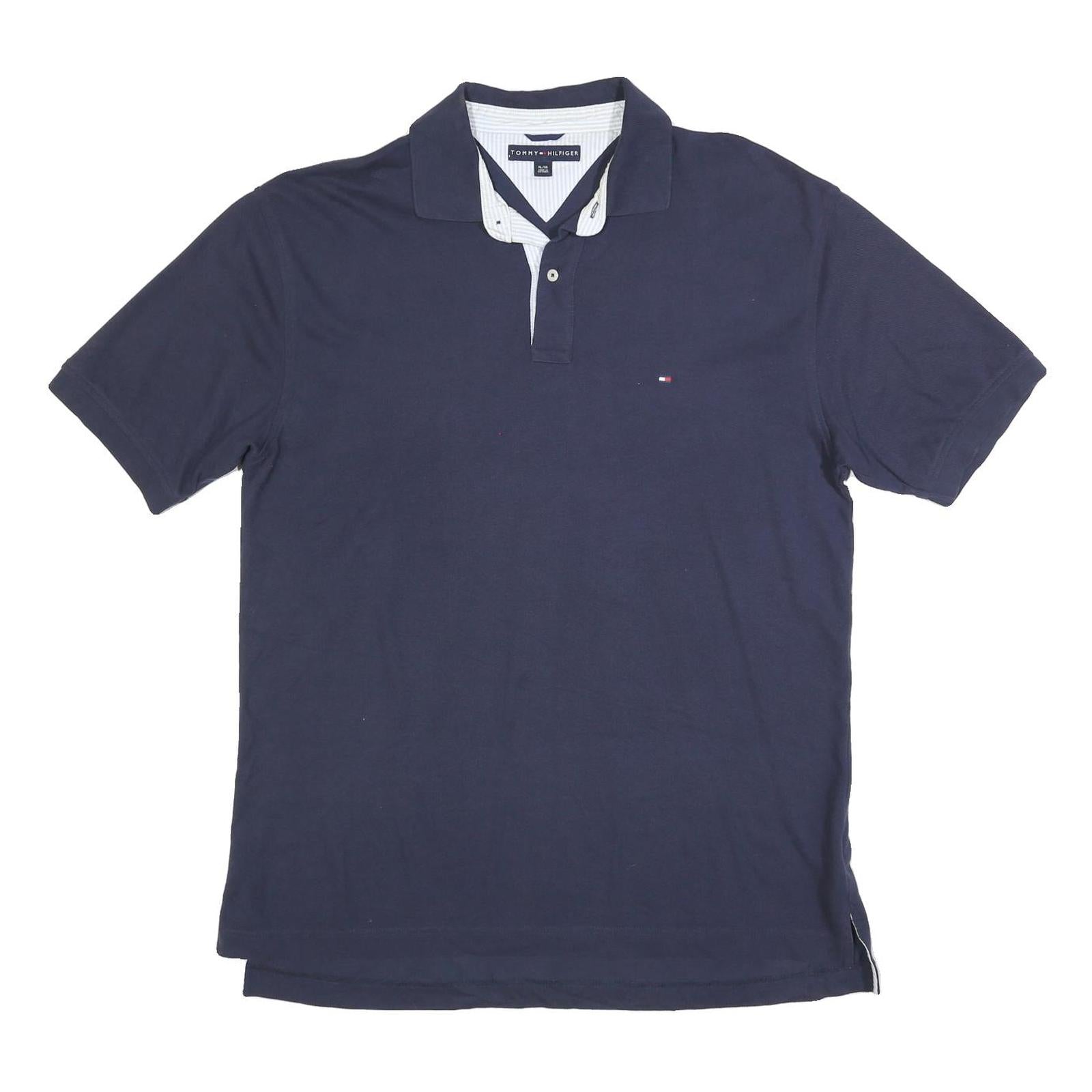 TOMMY HILFIGER Mens Navy Blue Cotton Blend Polo Shirt XL Classic Fit Short Refurbished - N/A refurbished available on Cerqular