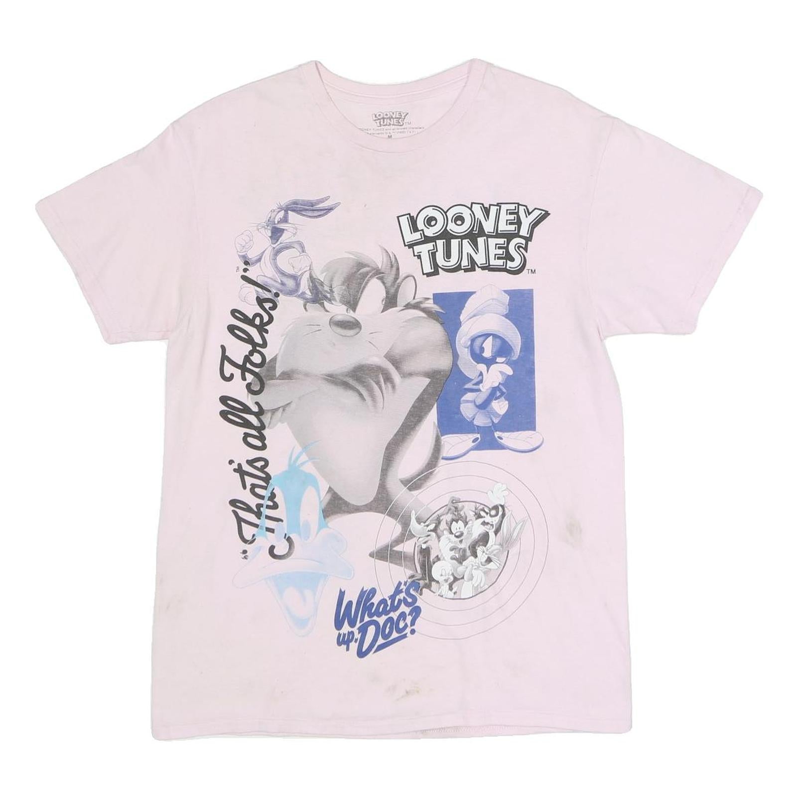 LOONEY TUNES Mens White Blue Graphic T-Shirt M Short Sleeve Crew Neck Cartoon Refurbished - N/A refurbished available on Cerqular