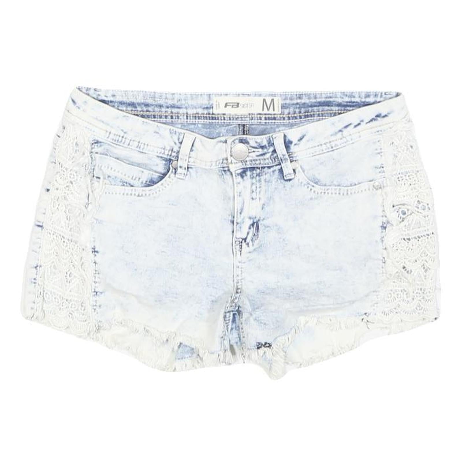 FB SISTER Womens Shorts Blue Casual Denim M W28 Lace Trim Summer Wear Refurbished - N/A refurbished available on Cerqular