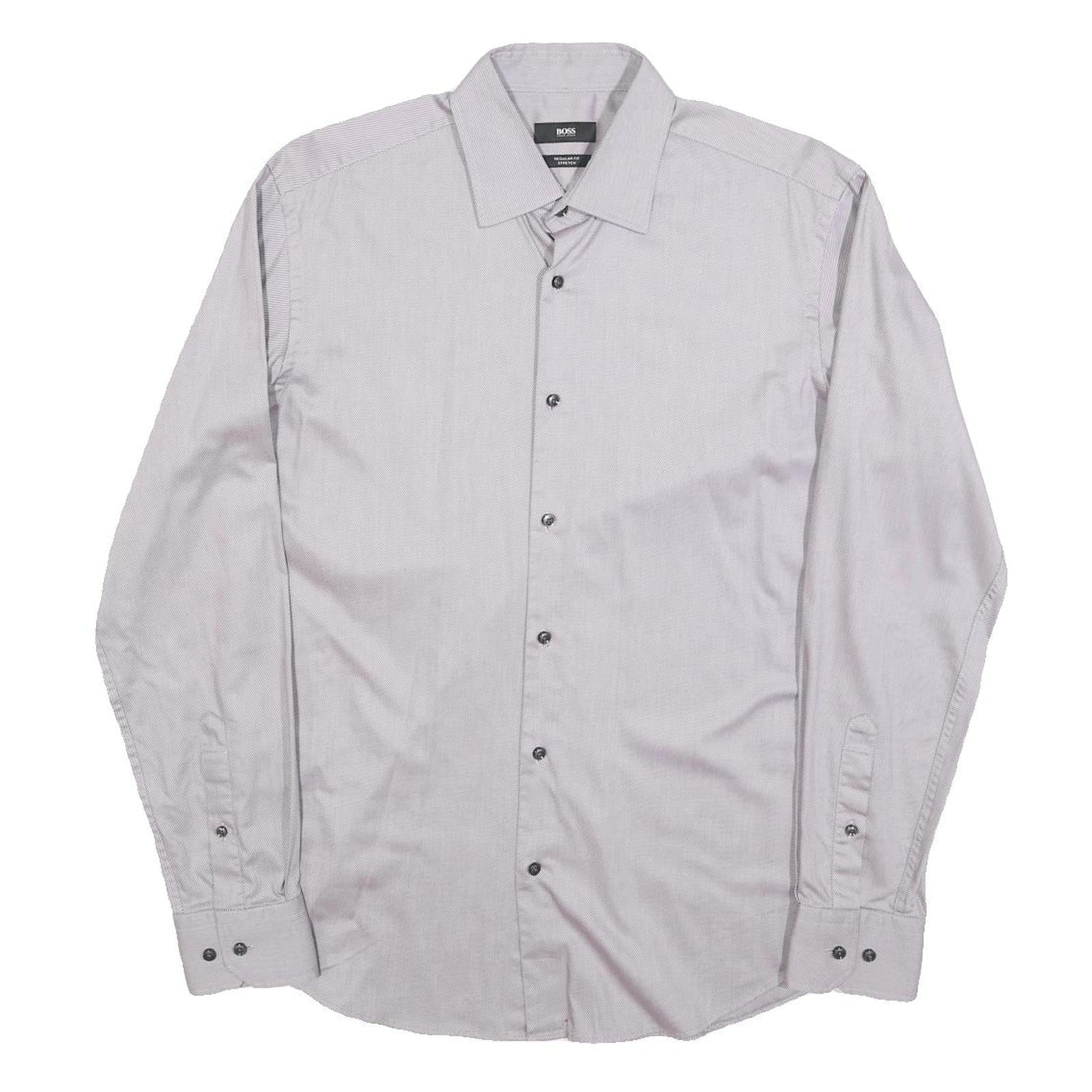 HUGO BOSS Mens Grey Shirt M Cotton Blend Classic Fit Formal Button Down Refurbished - N/A refurbished available on Cerqular