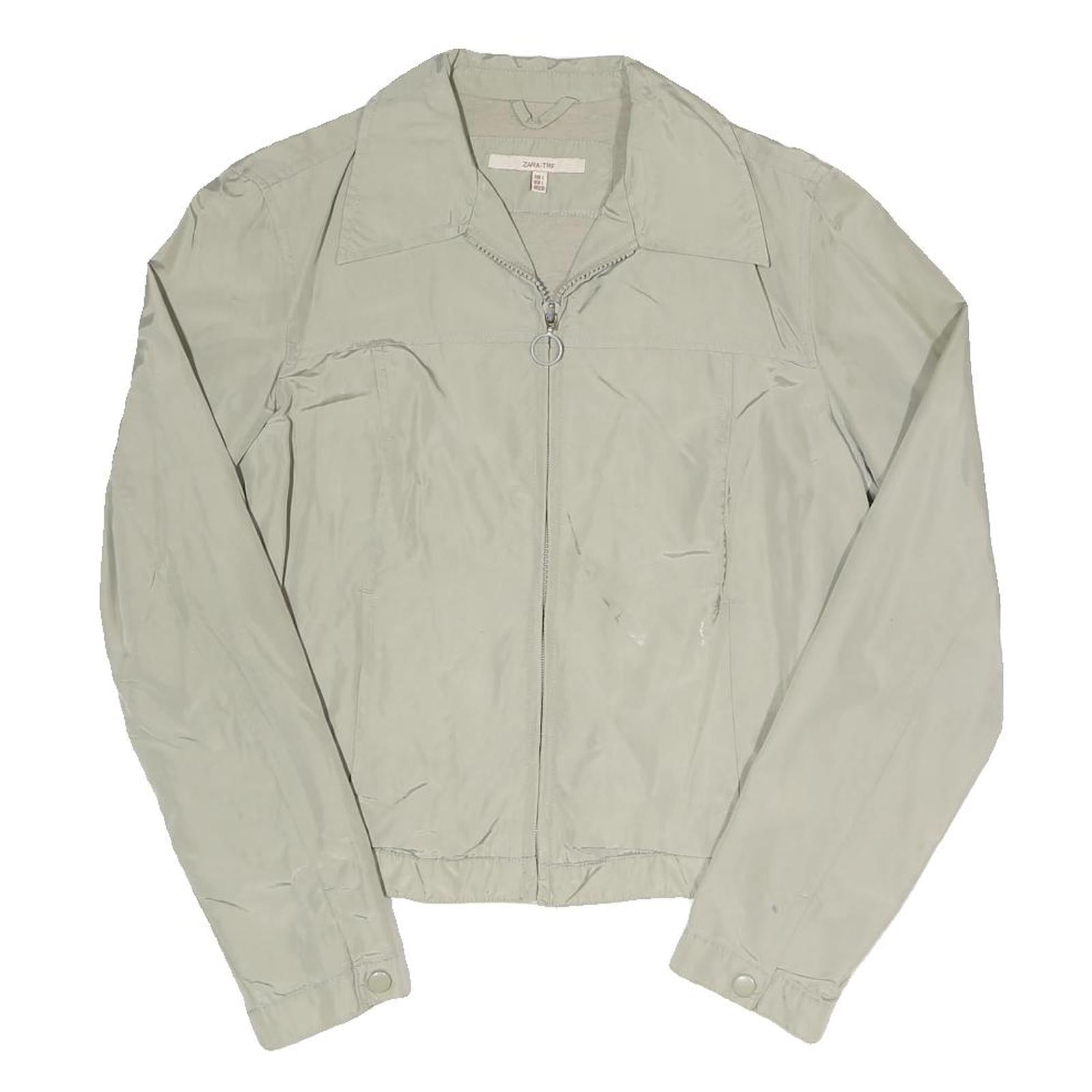ZARA Womens Beige Lightweight Zip Jacket L Polyester Blend Plain Casual Refurbished - N/A refurbished available on Cerqular