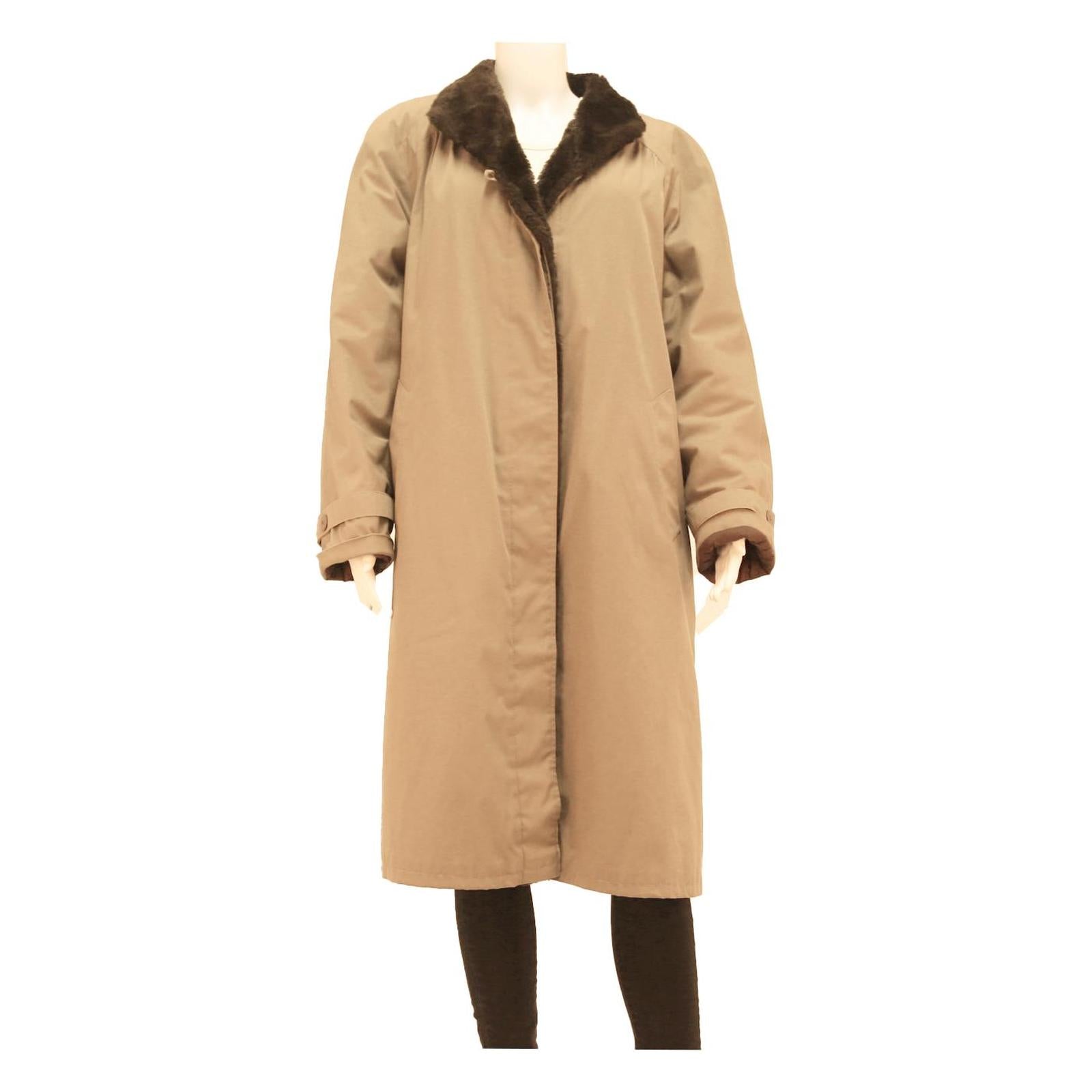NINO Womens Beige Button Jacket M Polyester Blend Plain Winter Lightweight Long Refurbished - N/A refurbished available on Cerqular
