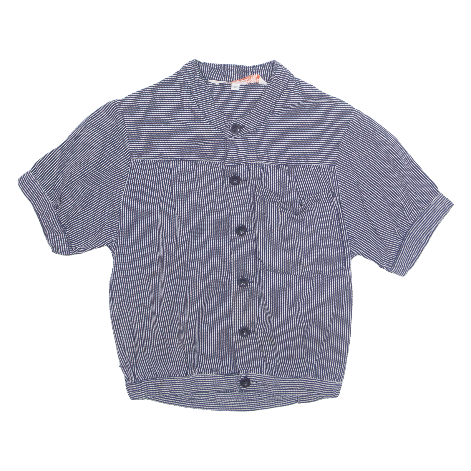 Womens Printed Top Blue Button Neck Pinstripe M Refurbished - N/A refurbished available on Cerqular