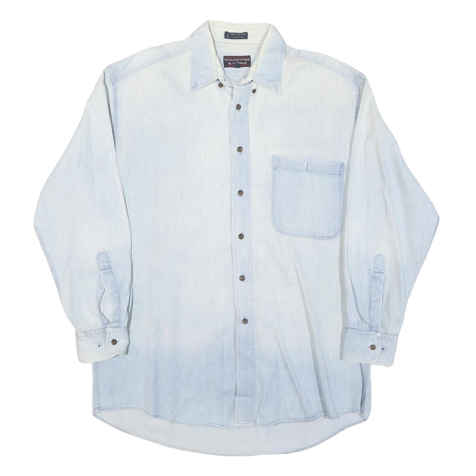 ROUNDTREE AND YORKE Mens Light Blue Shirt Cotton Blend XL Casual Button Down Refurbished - N/A refurbished available on Cerqular