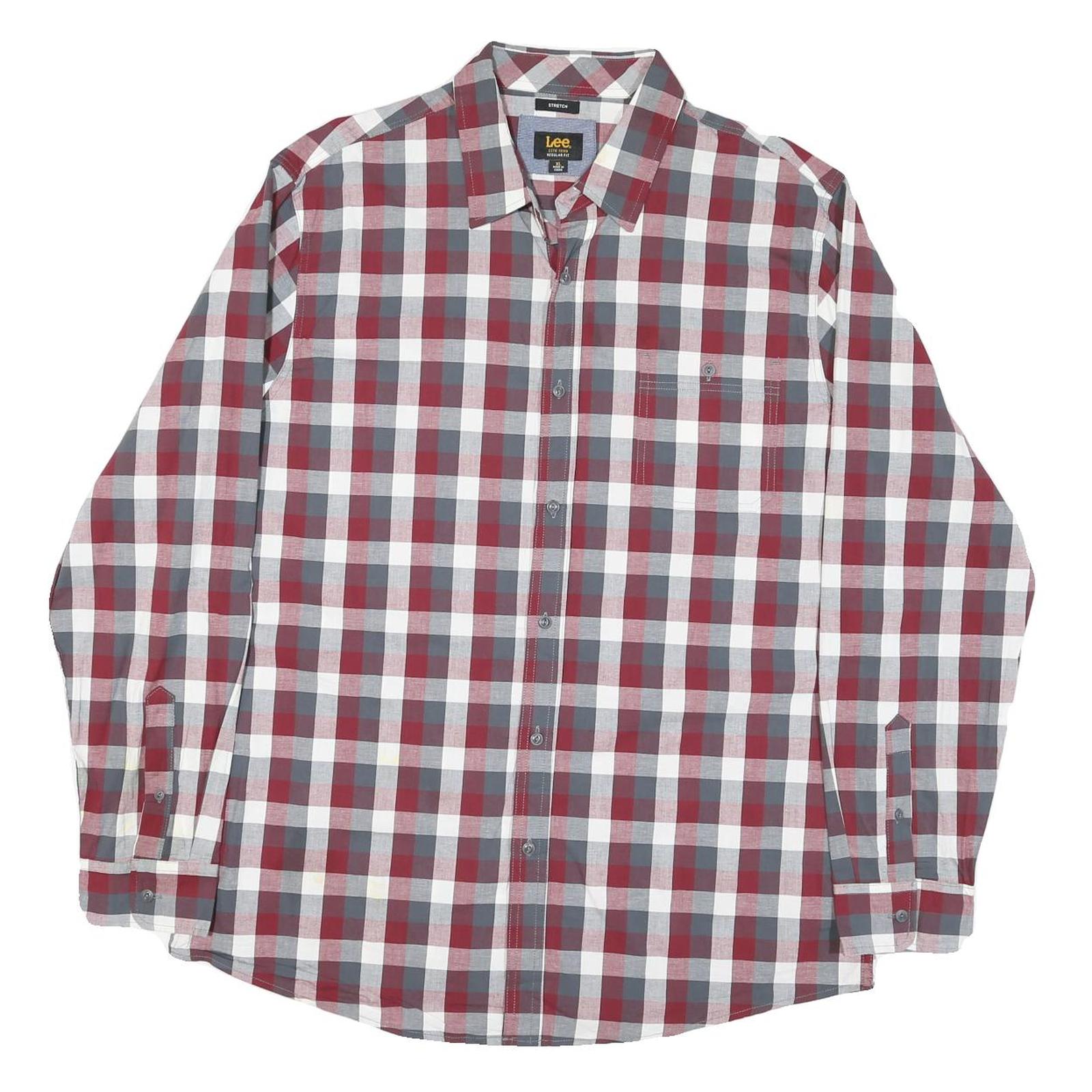 LEE Mens Red & Grey Check Shirt XL Cotton Blend Long Sleeve Casual Refurbished - N/A refurbished available on Cerqular