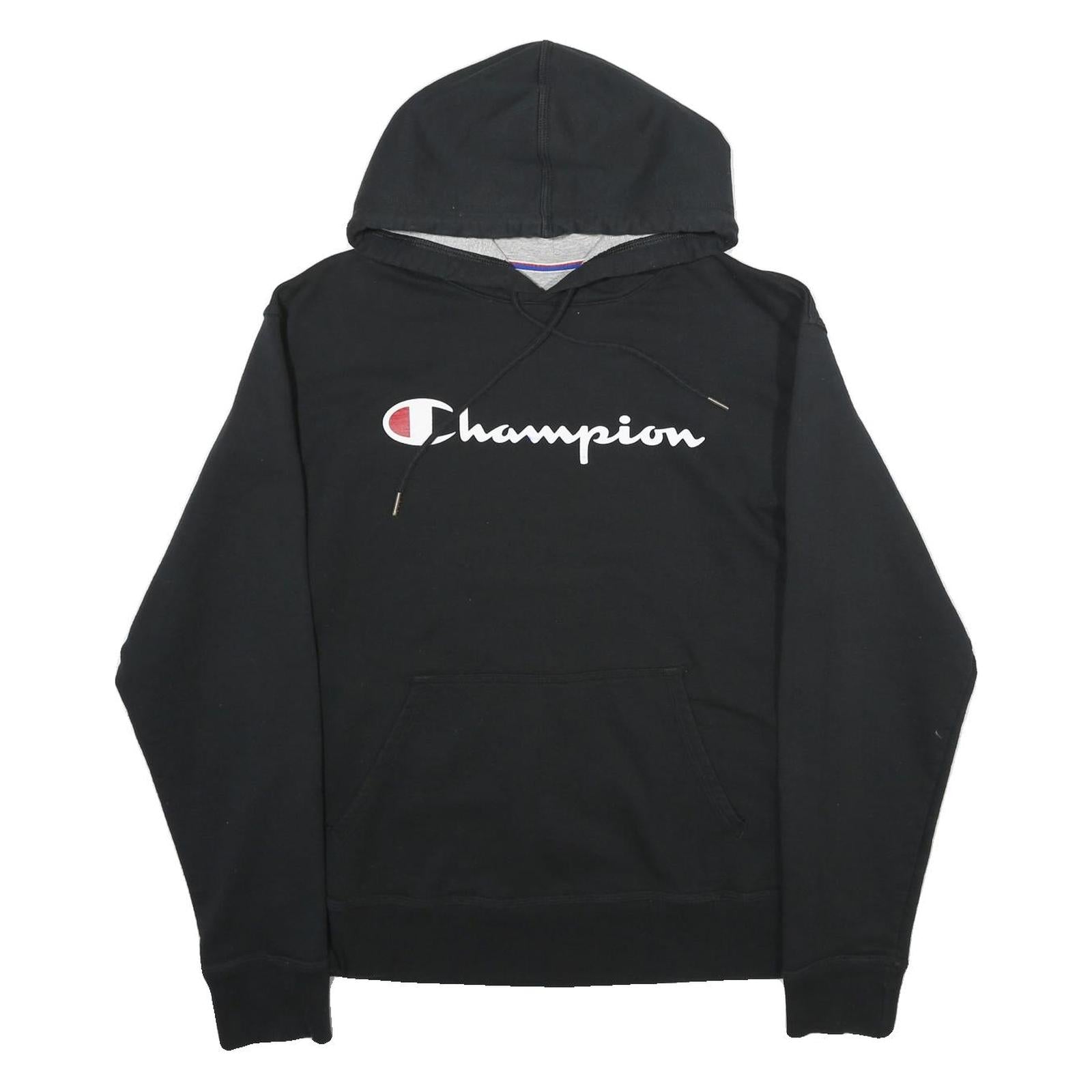 CHAMPION Mens Black Pullover Hoodie M Classic Script Logo Sweatshirt Refurbished - N/A refurbished available on Cerqular