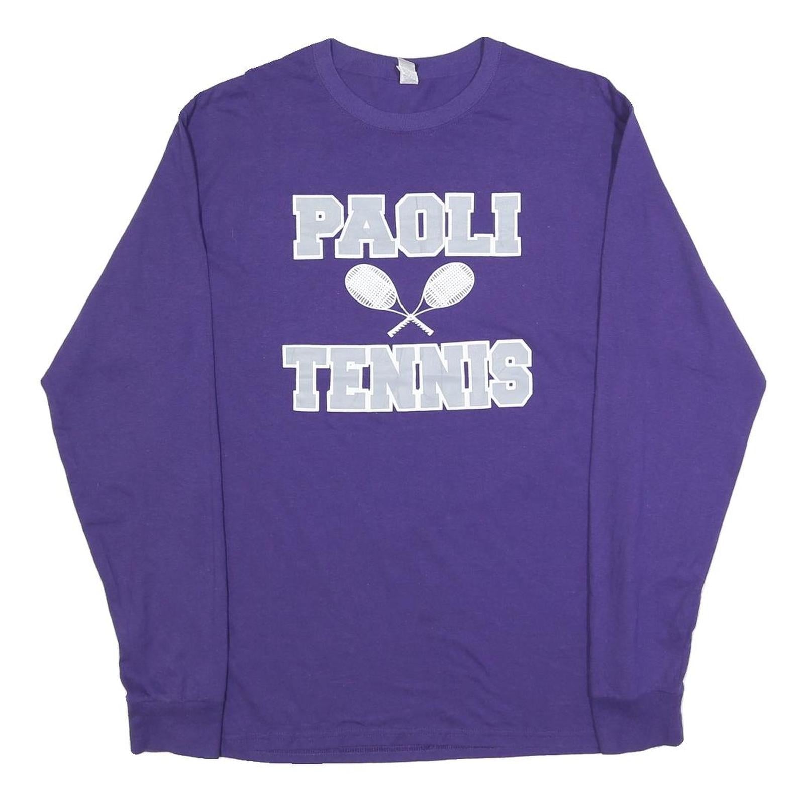 JERZEES Mens Purple & Light Grey Paoli Tennis Graphic Long Sleeve Crew Neck Refurbished - N/A refurbished available on Cerqular