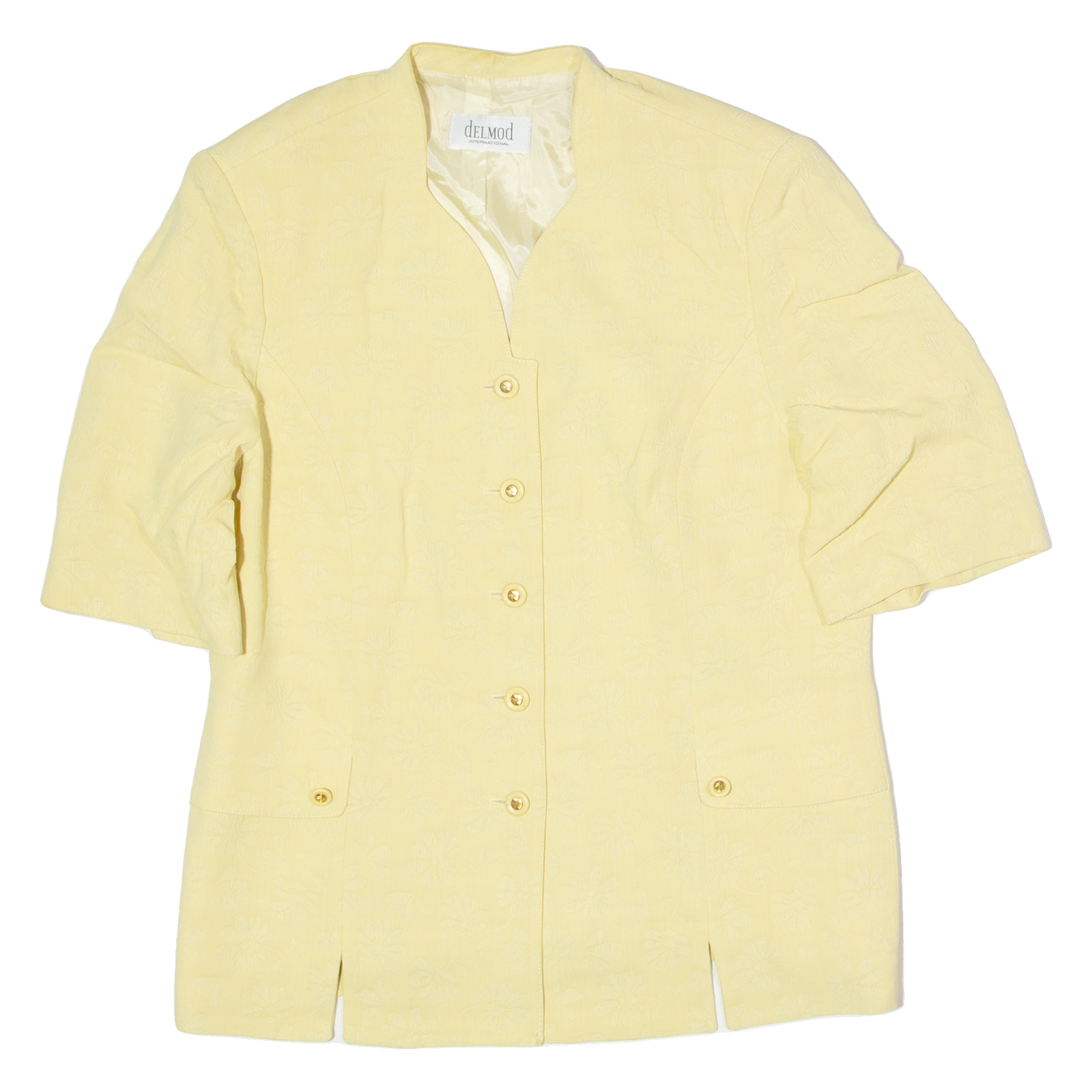 DELMOD INTERNATIONAL Womens Blazer Jacket Yellow Viscose 80s UK 14 Refurbished - N/A refurbished available on Cerqular