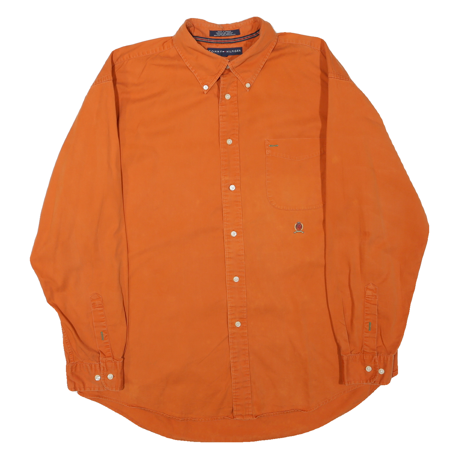 TOMMY HILFIGER Mens Orange Cotton Blend Shirt XL Button Down Pocket Casual Refurbished - N/A refurbished available on Cerqular